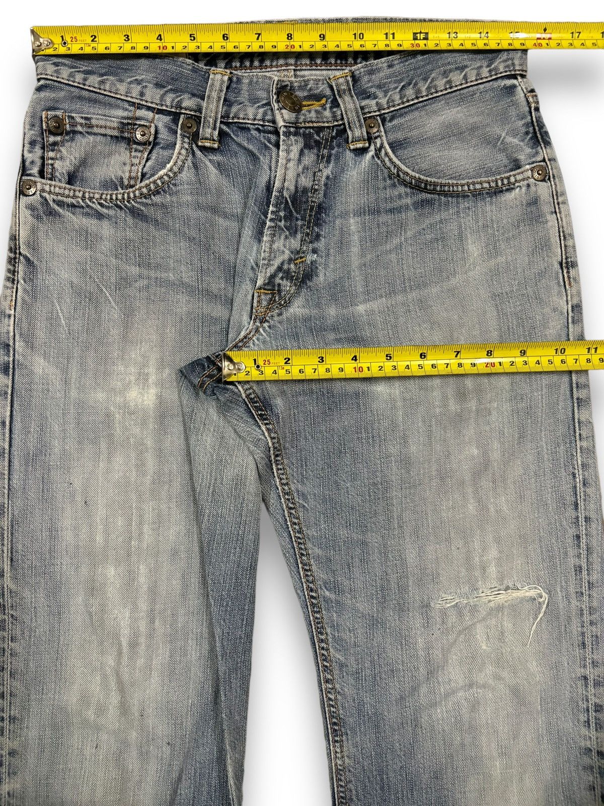 Edwin Vintage Edwin 503 Premium Blue Wash Distressed Grunge Jeans Size US 30 / EU 46 - 16 Thumbnail