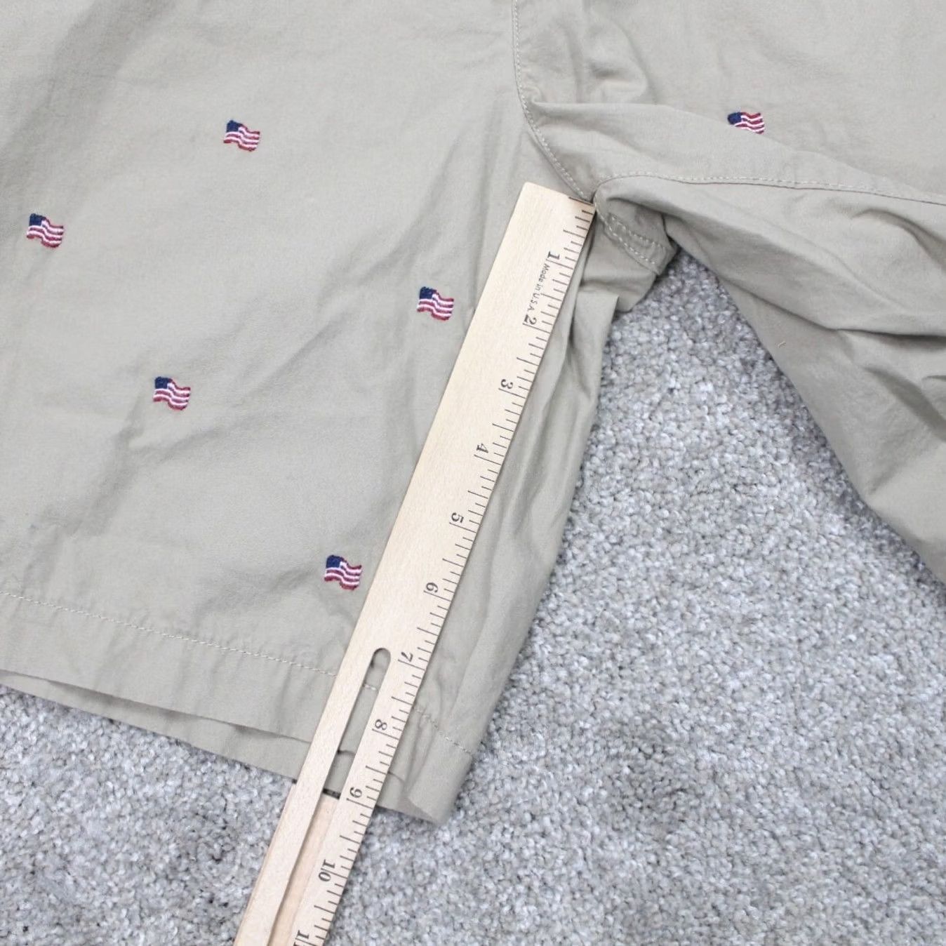 Eddie Bauer Eddie Bauer Men 35 Khaki American Flag All Over Print Chino Shorts 9" Inseam Casual Workwear Lightweight Pockets Regular Size 35 Mens Size US 35 - 5 Thumbnail