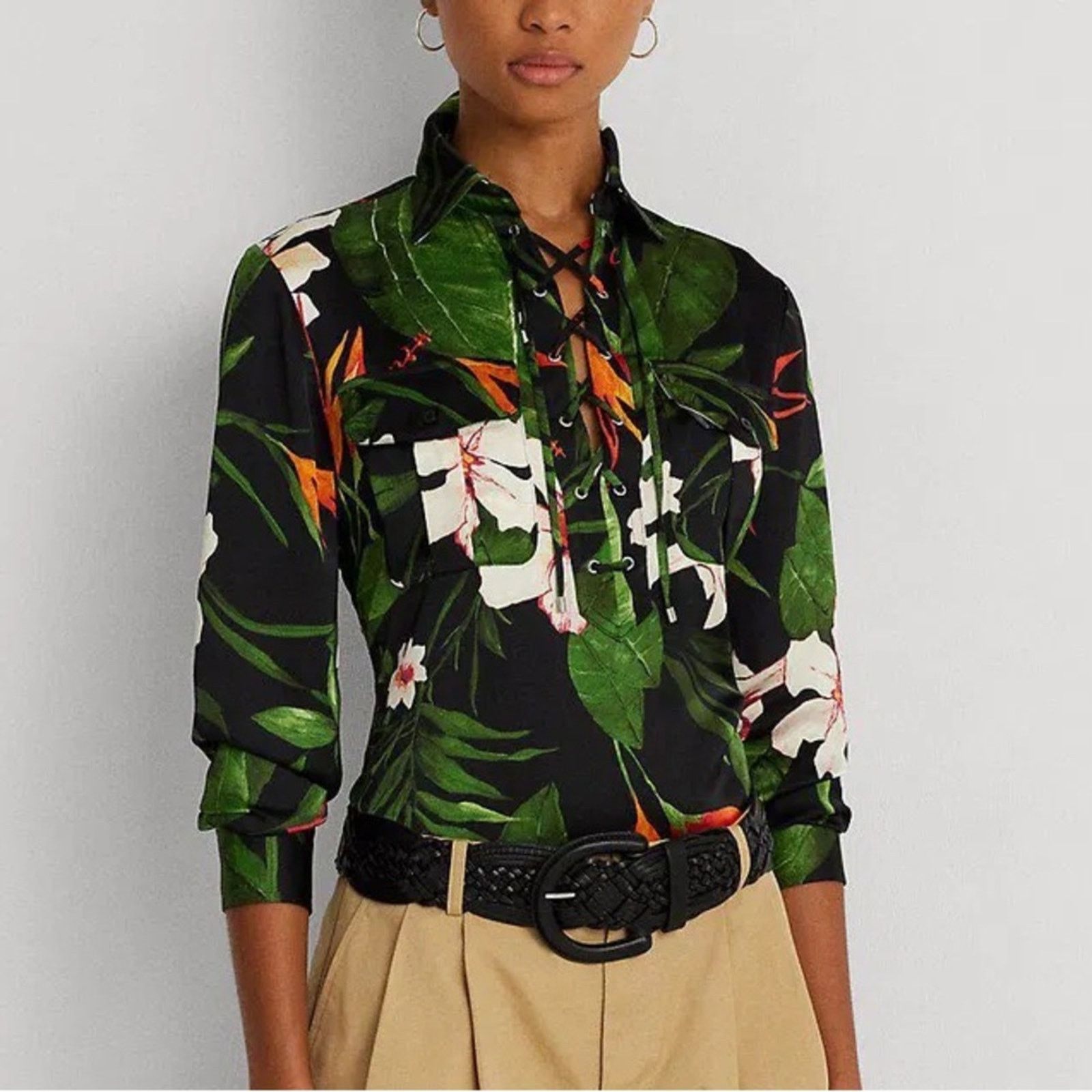NWT Ralph Lauren Long Sleeve Floral Blouse Top size XS