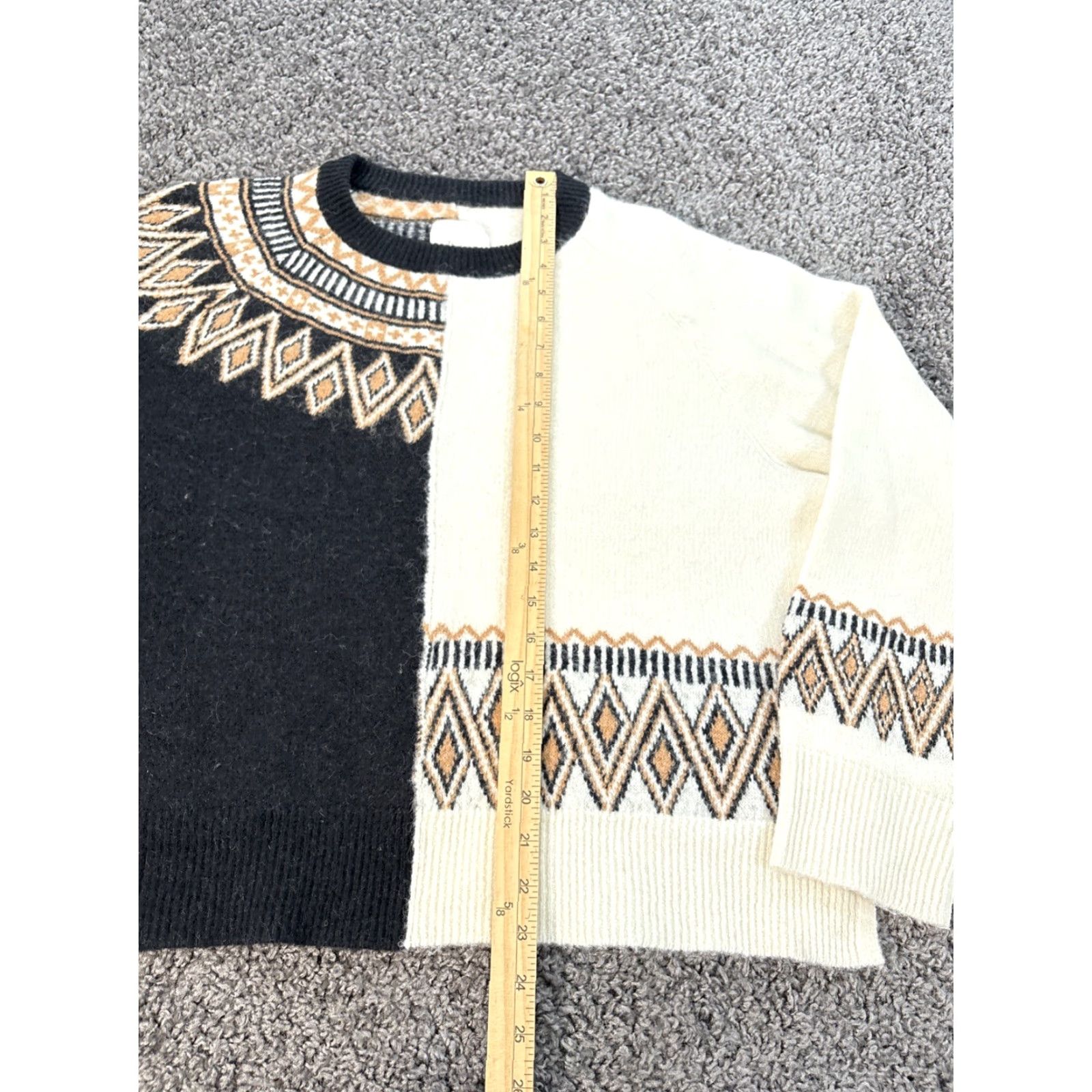 Cinq a Sept Cinq A Sept Womens Sweater XL Crewneck Pullover Aztec Long Sleeve White 40% Nylon Crew Neck Geometric Check Fair Isle Vintage? No Size XL / US 12-14 / IT 48-50 - 2 Thumbnail