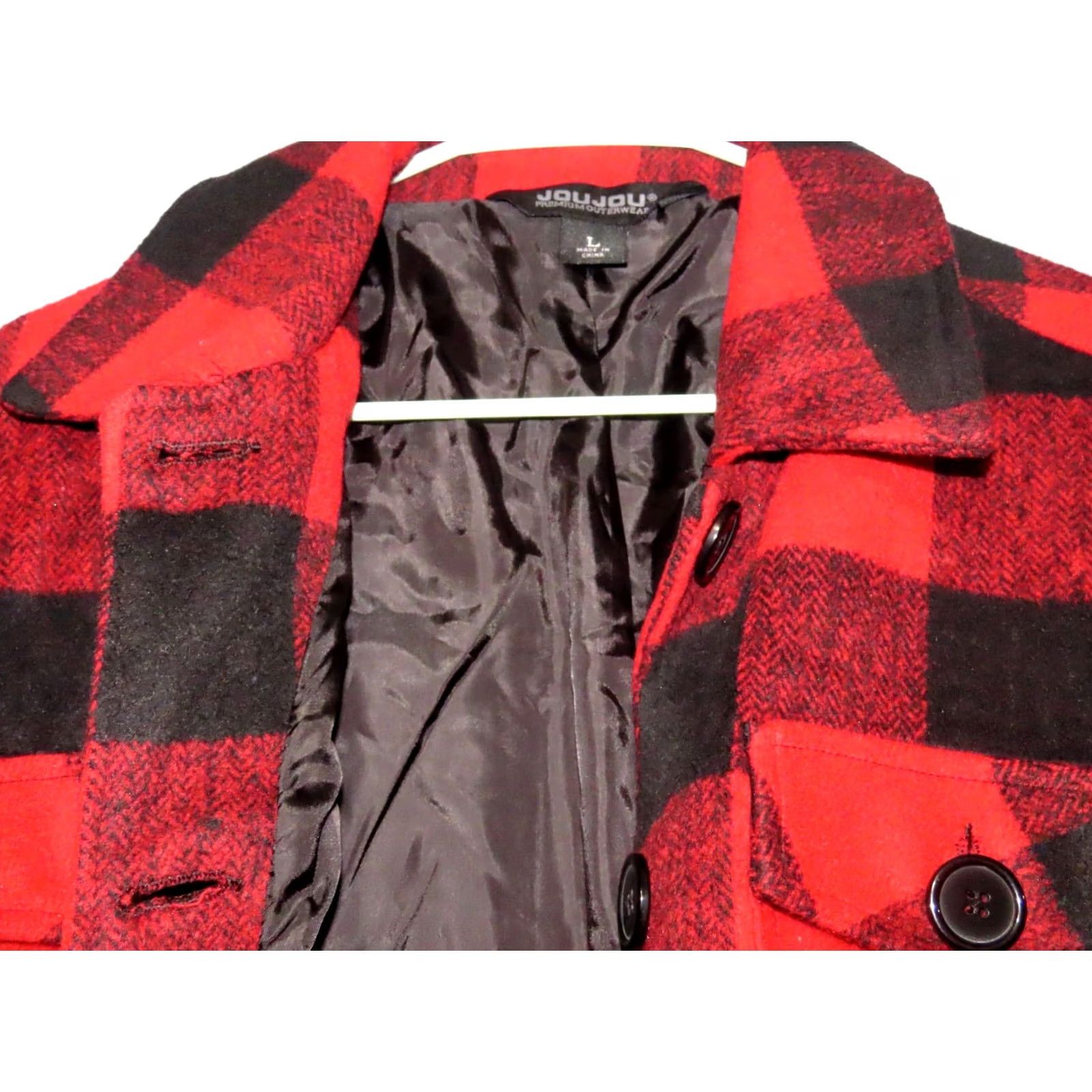 Vintage Jou Jou Premium Outerwear Buffalo Red Plaid Women's L Button Up Shacket Jacket Shacket Plaid Red Black Long Sleeve Mid-Length Womens Boutiques Size L / US 10 / IT 46 - 5 Thumbnail