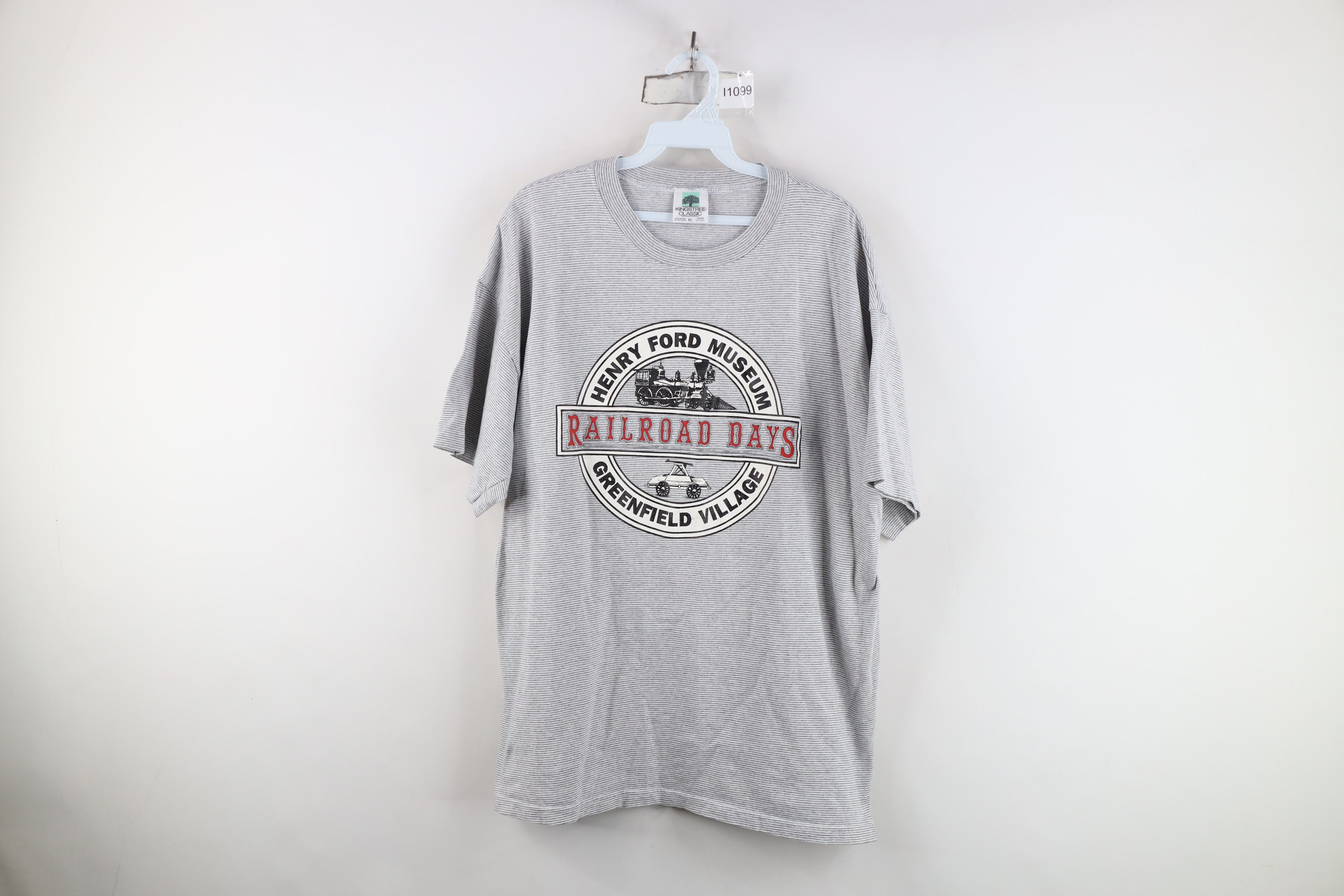 Vintage Vintage 90s Ford Museum Railroad Days Striped T-Shirt USA Size US XL / EU 56 / 4 - 1 Thumbnail