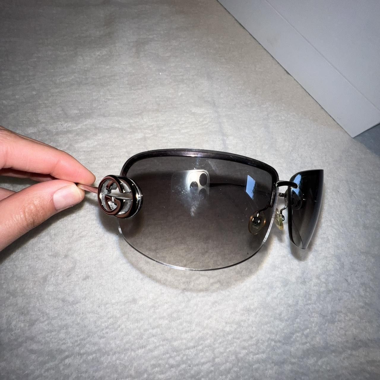 Gucci GUCCI Vintage 2000s Silver 2G Logo Oversize Sunglasses Size ONE SIZE - 4 Thumbnail