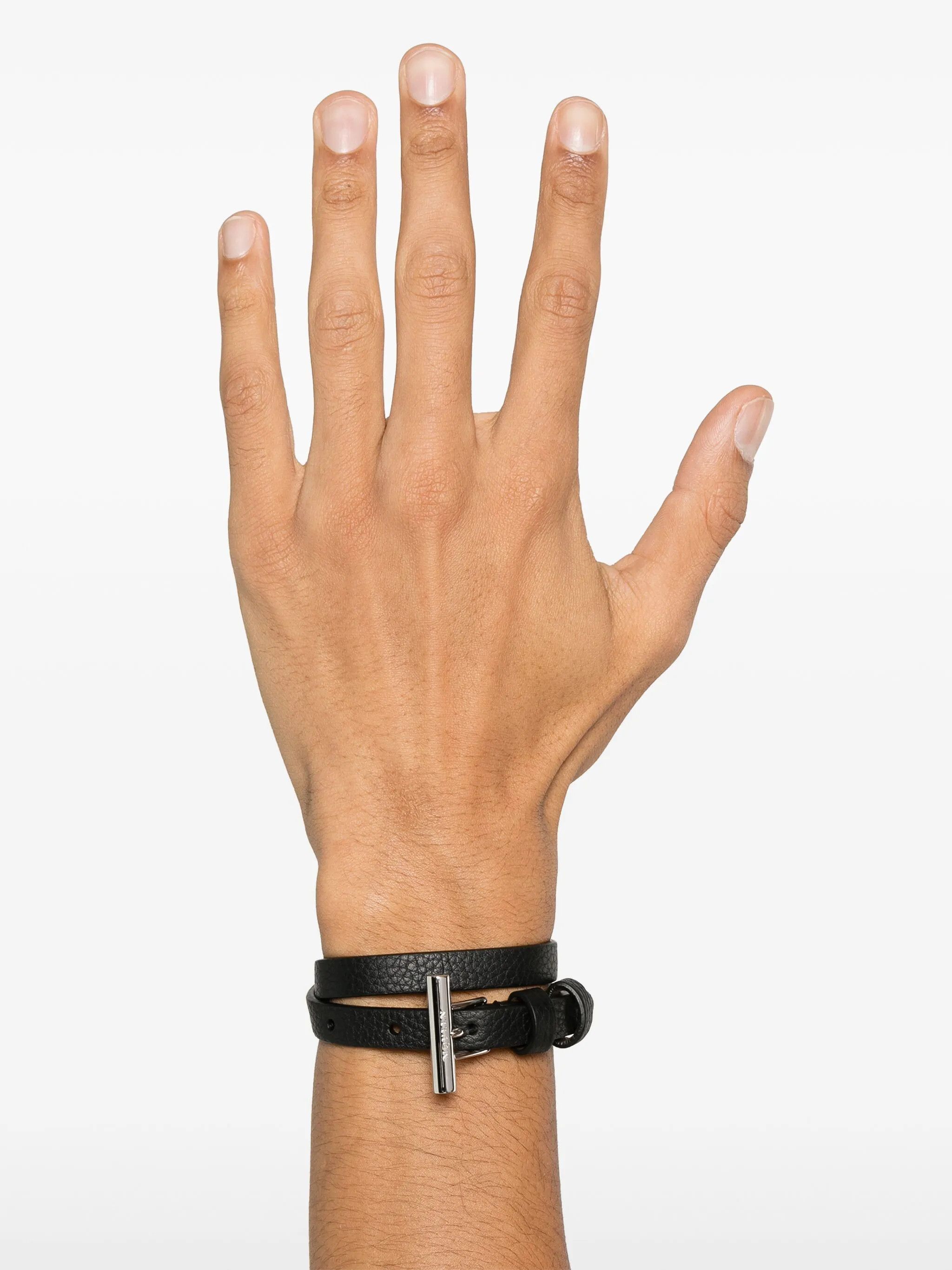 Alexander McQueen ALEXANDER MCQUEEN black T-bar double wrap leather bracelet Size ONE SIZE - 2 Thumbnail