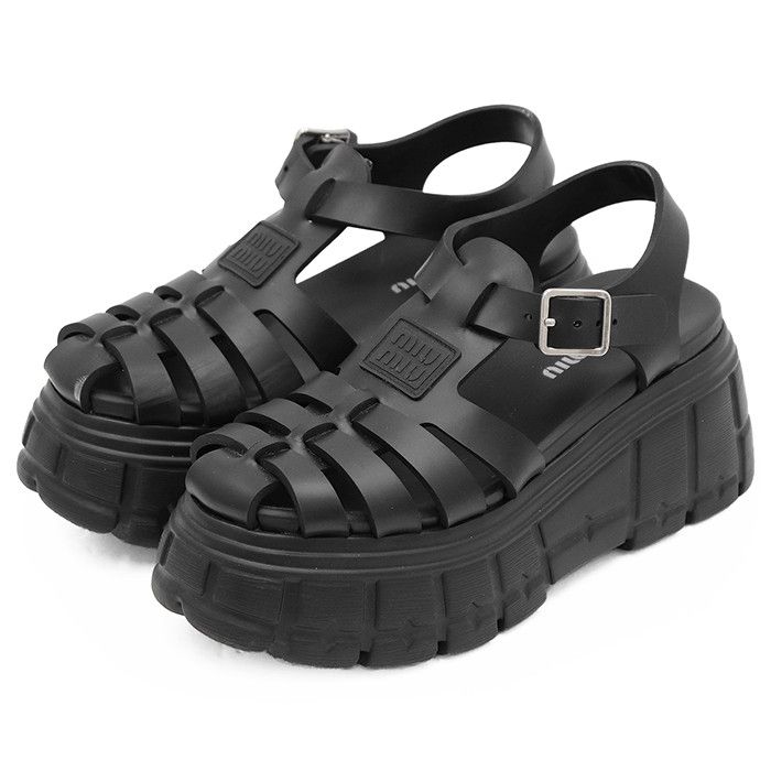 Miu Miu Miu Miu Miu Miu Fabric Platform Sandals Plastic / Synthetic Shoes DUTY FREE for USA Size ONE SIZE - 1 Thumbnail