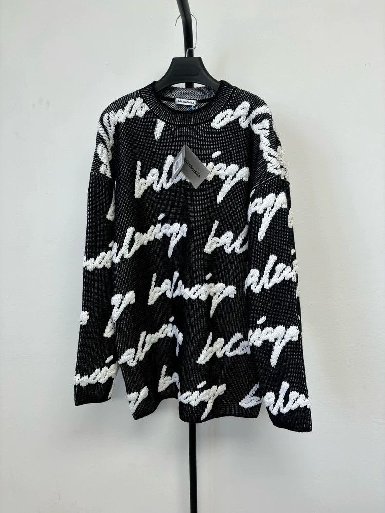 Balenciaga Balenciaga Logo Printed Crew Neck Pullover Long Sleeve Swe Size US M / EU 48-50 / 2 - 1 Thumbnail