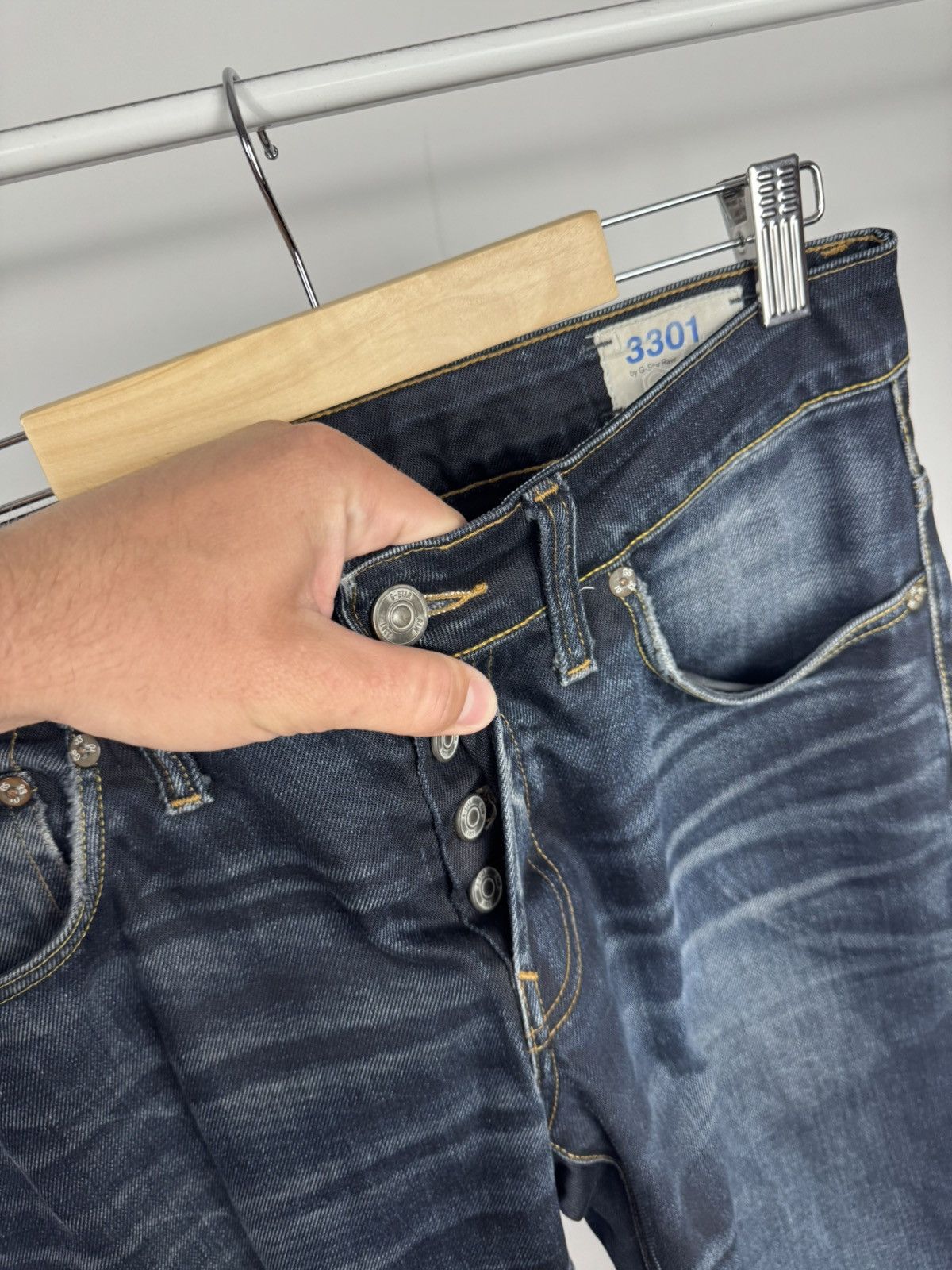 G-Star G Star Raw 3301 Low Tapered Jeans W30 L32 Denim Pants Men Size US 30 / EU 46 - 12 Thumbnail