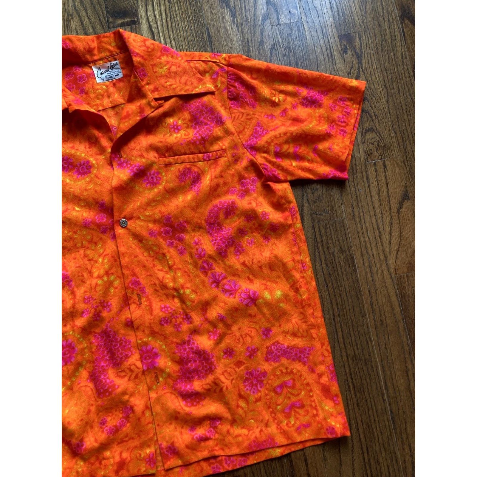 Vintage VINTAGE 50s 60s Casual Aire Hawaiian Shirt Medium Orange Cotton Rockabilly Casual Ceire Men’s Ladies Size US M / EU 48-50 / 2 - 3 Thumbnail