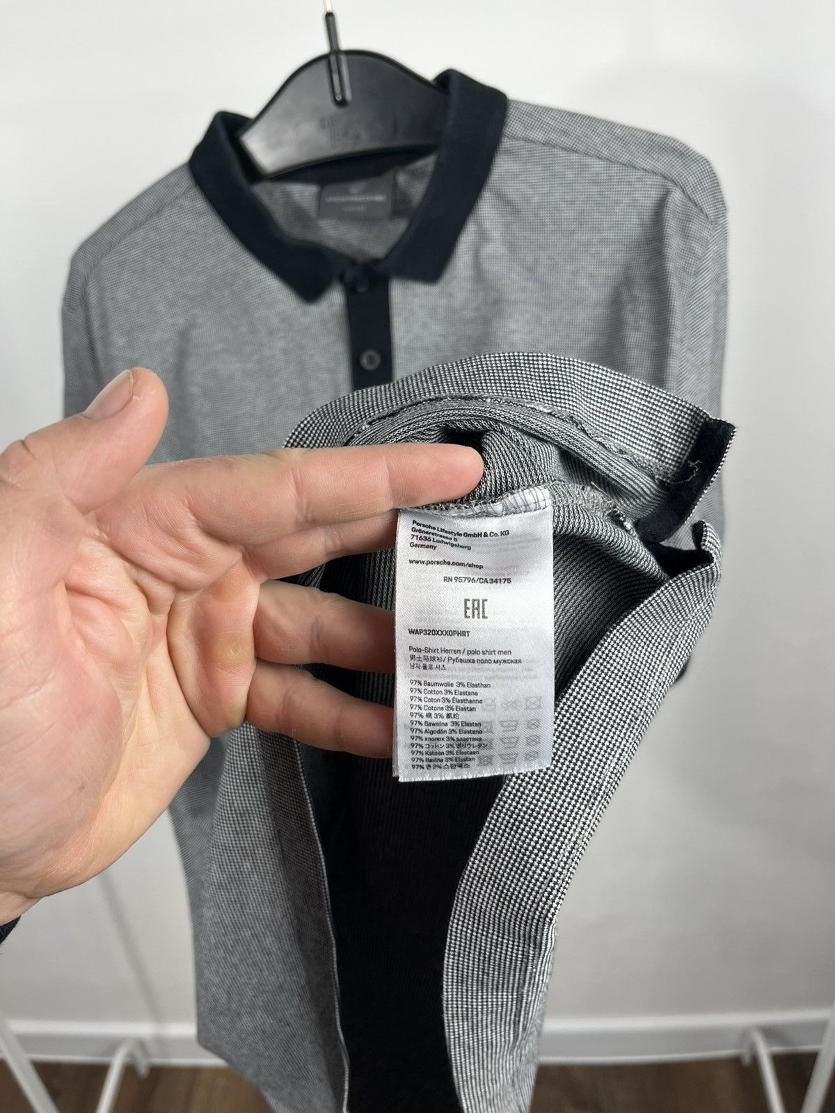 Porsche Design Porsche Grey Polo Shirt Contrast Collar Logo EU M US S Size US M / EU 48-50 / 2 - 7 Thumbnail