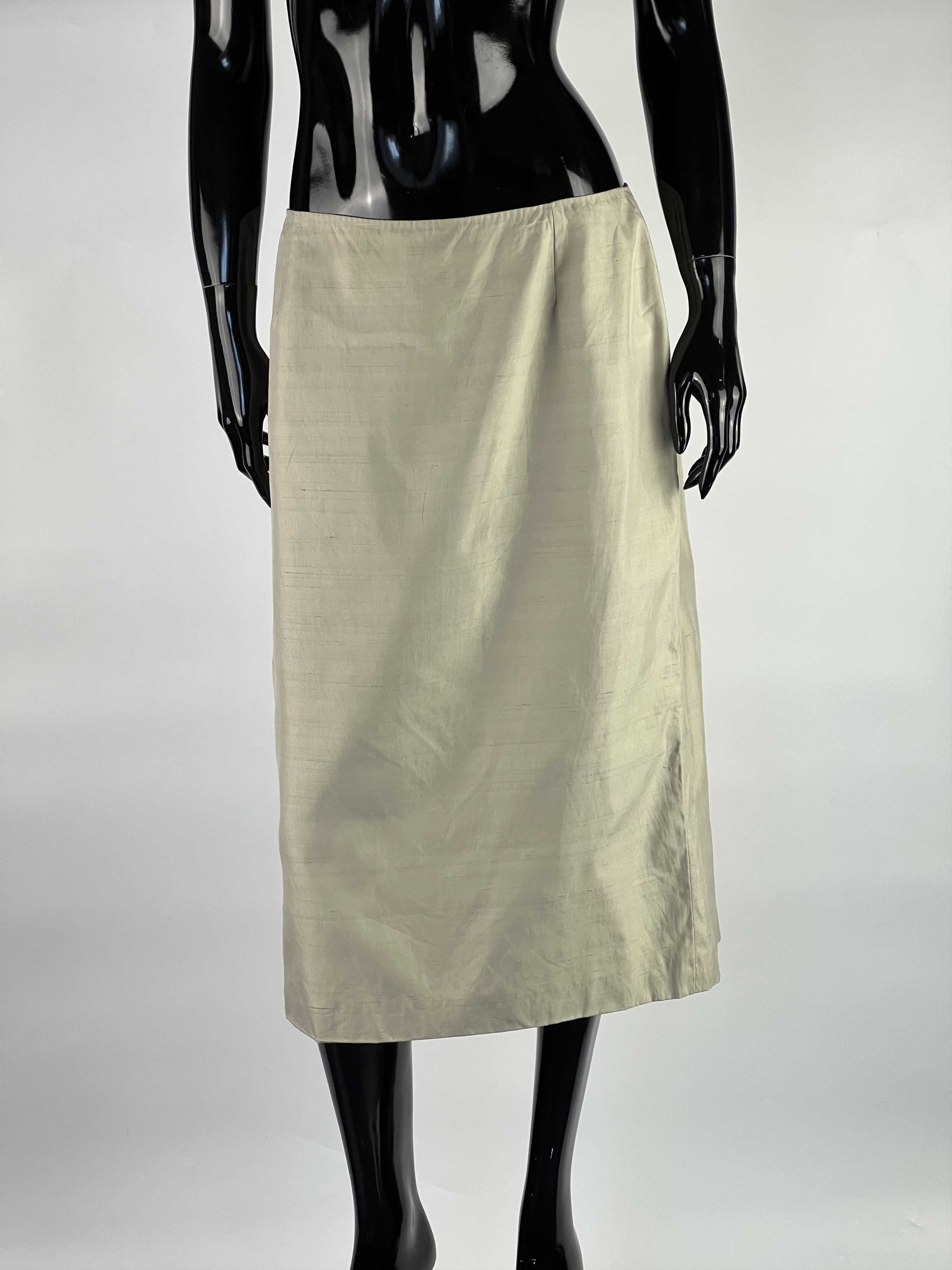 Max Mara Max Mara Cotton Silk Midi Beige Skirt IT46 UK14 US12 Size 34" / US 12 / IT 48 - 1 Thumbnail