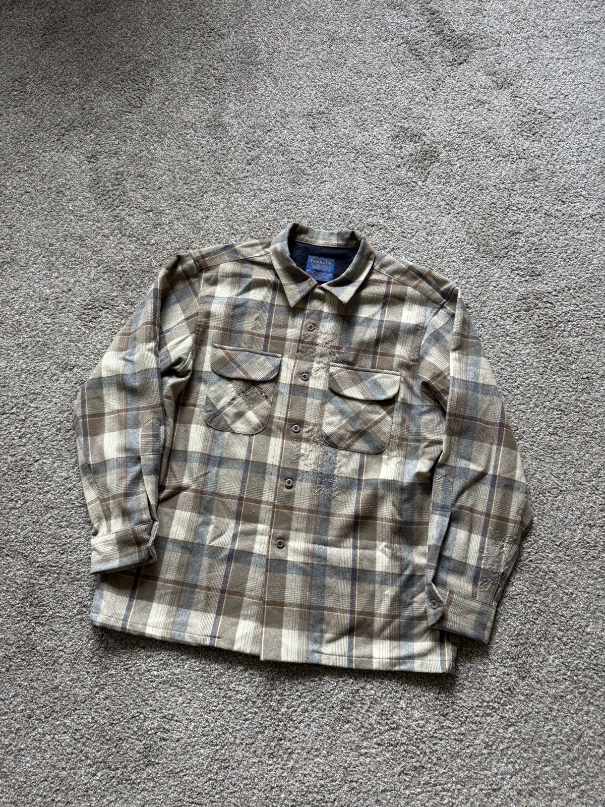 Pendleton Pendleton Wool Plaid Shirt L Earth Tone Embroidered Flannel Size US L / EU 52-54 / 3 - 1 Thumbnail