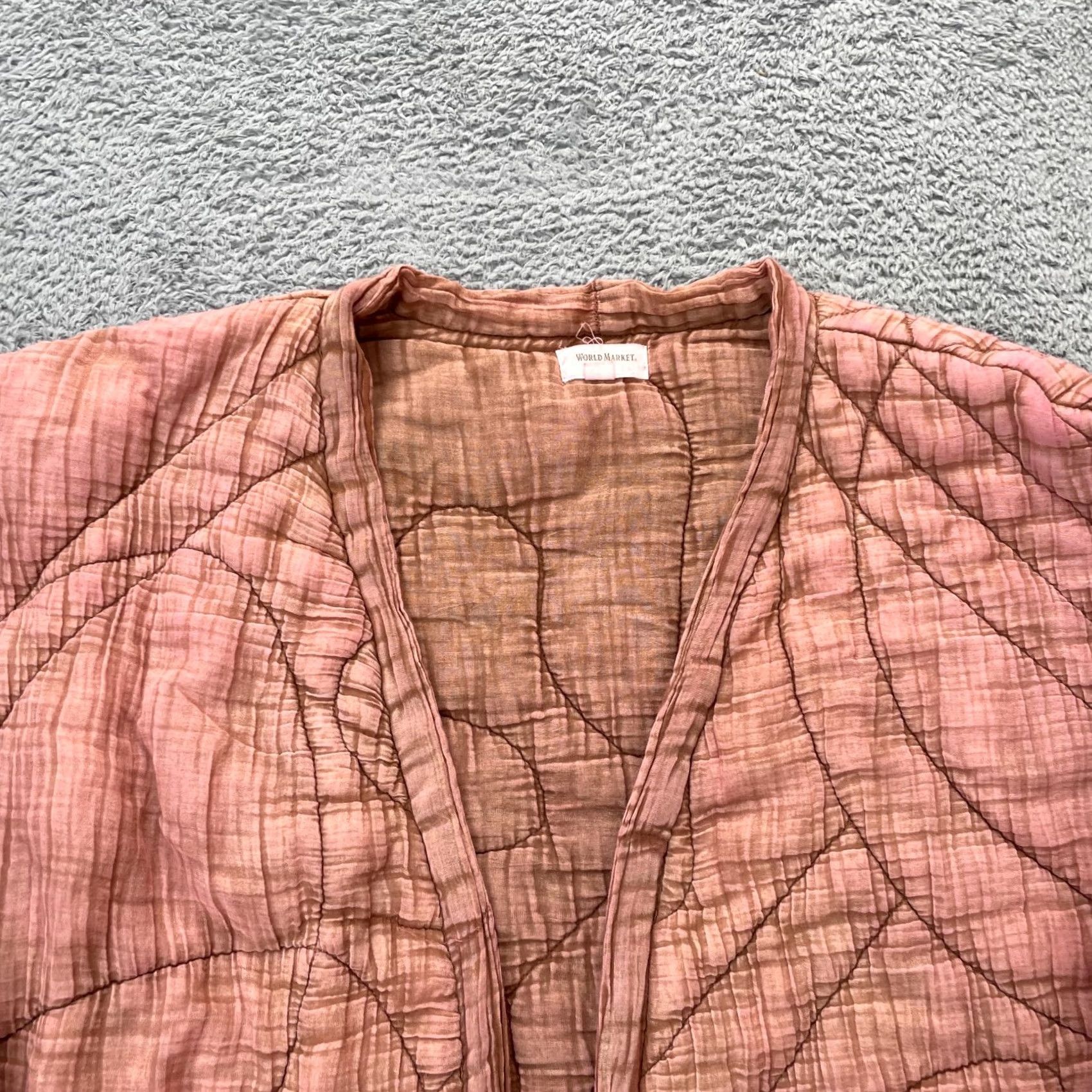 Vintage World Market Jacket Womens 2XL Pink Quilted Open Front Coat Short Sleeve Minimalist City Preppy Casual Fall Spring Ladies Size XXL / US 16-18 / IT 52-54 - 5 Thumbnail