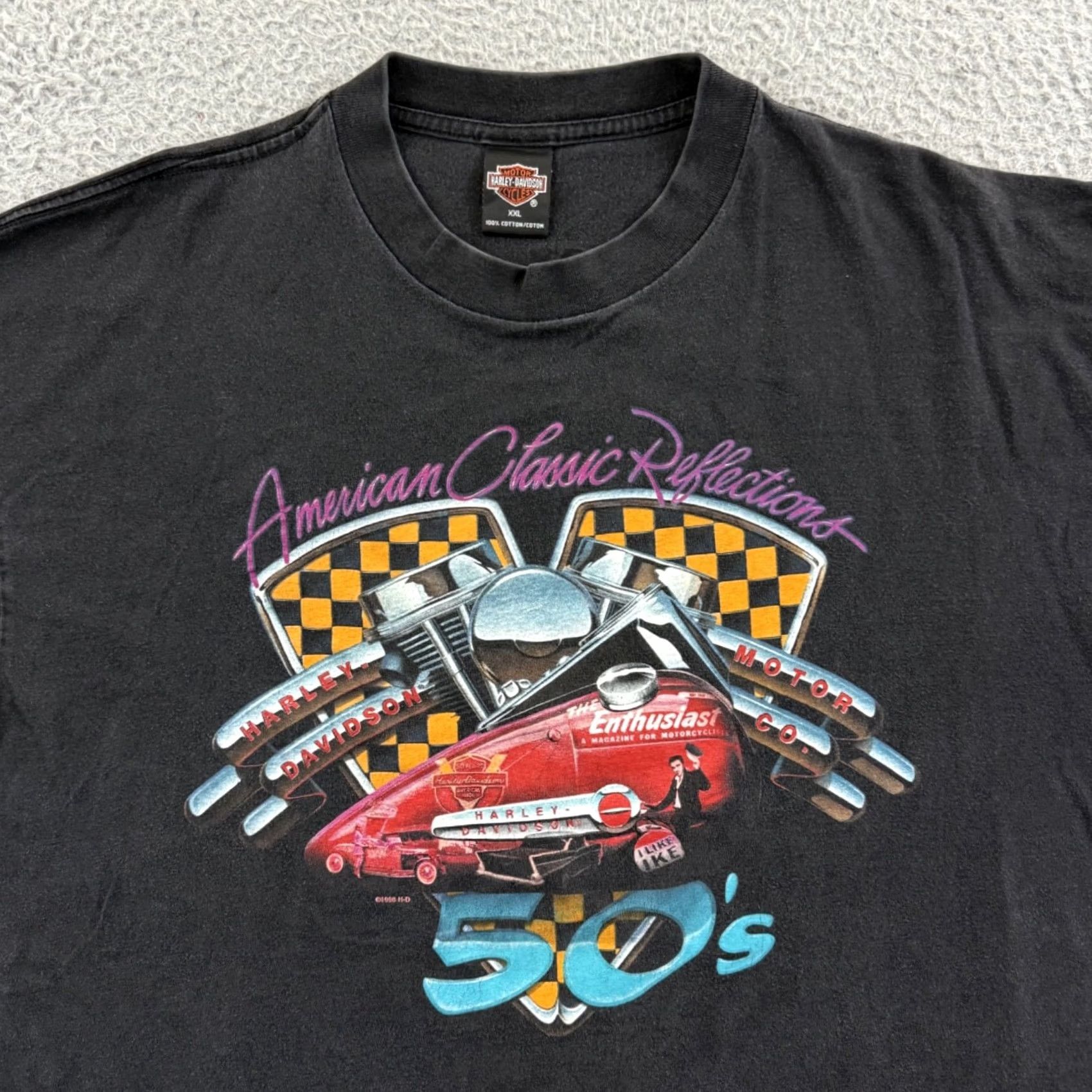 Harley Davidson VINTAGE Harley-Davidson Shirt Mens XL Black 90s Biker Motorcycle Graphic Print Crew Neck Short Sleeve Size US XL / EU 56 / 4 - 3 Thumbnail