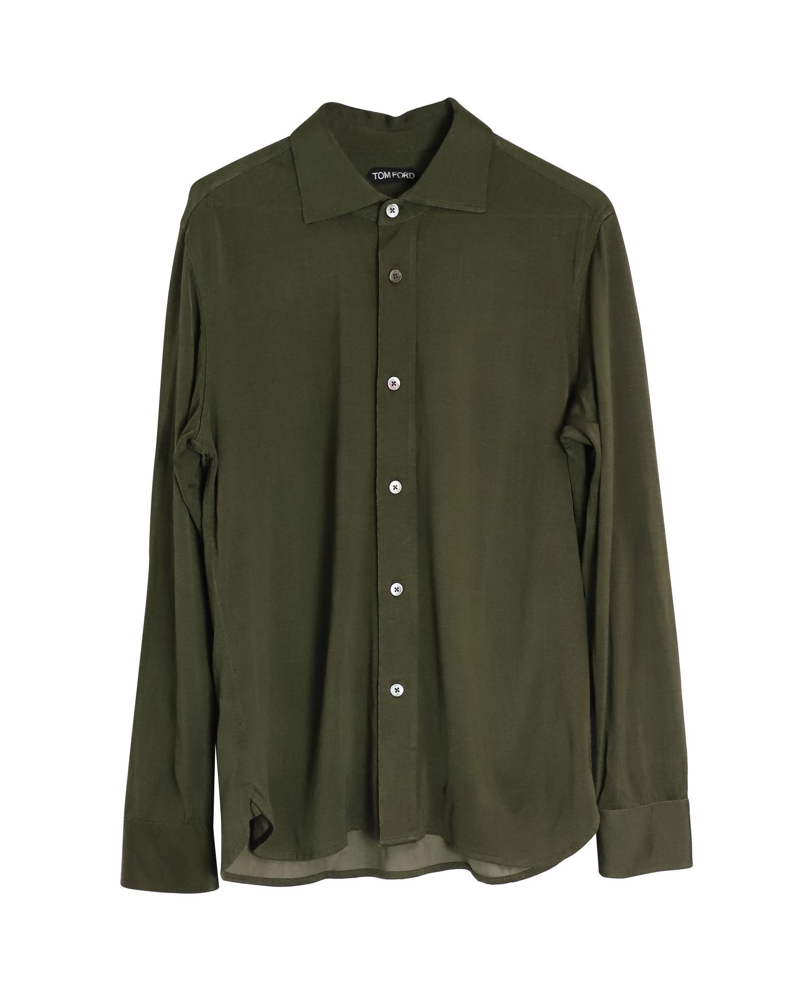 image of Tom Ford Green Viscose Button-Down Shirt, Men's (Size XS)