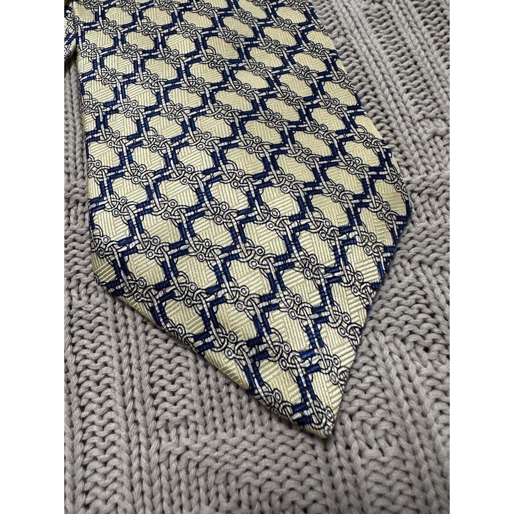 Vintage Vintage Henri Christian cream geometric print silk tie Size ONE SIZE - 2 Thumbnail