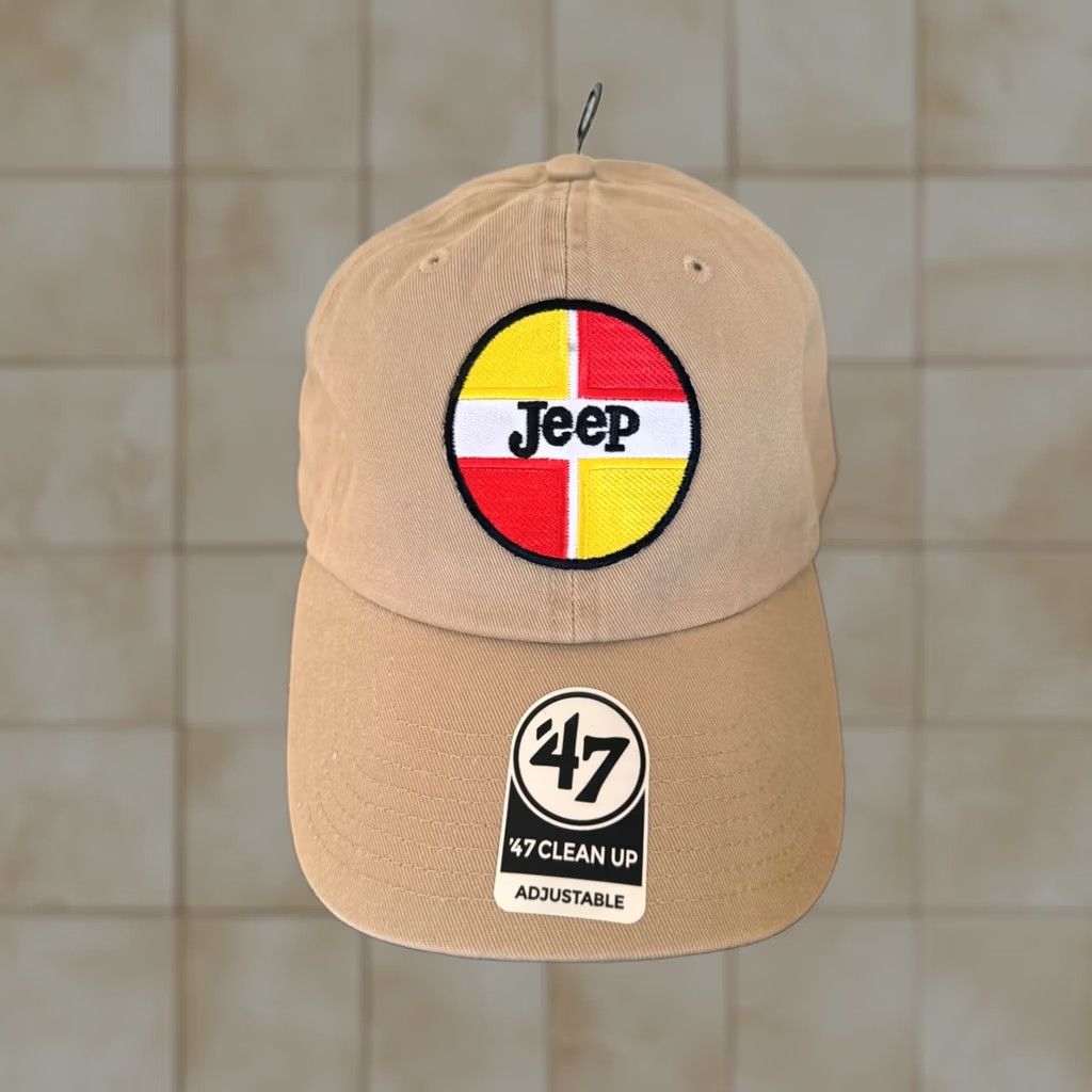 Jeep VINTAGE Jeep Hat ’47 Brand OSFA Tan Strapback Adjustable Wrangler NEW Casual Unisex Adults Baseball Cap Brown Cotton Retro 80s Cars Outdoor Theme Size ONE SIZE - 1 Thumbnail