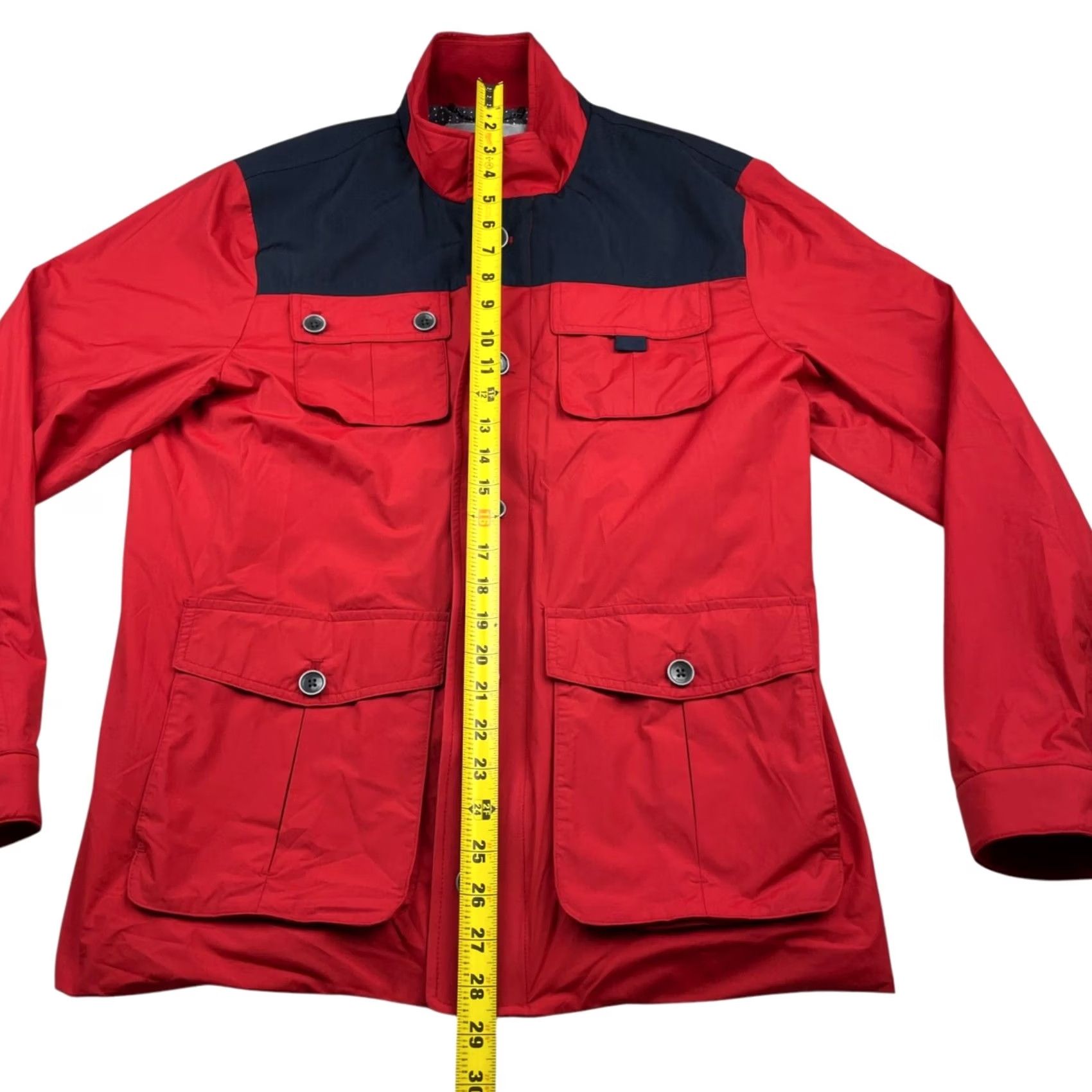 UNTUCKit UNTUCKit Men's Medium Red/Navy Lanson Windbreaker Jacket Nylon Full Zip Button Size US M / EU 48-50 / 2 - 6 Thumbnail