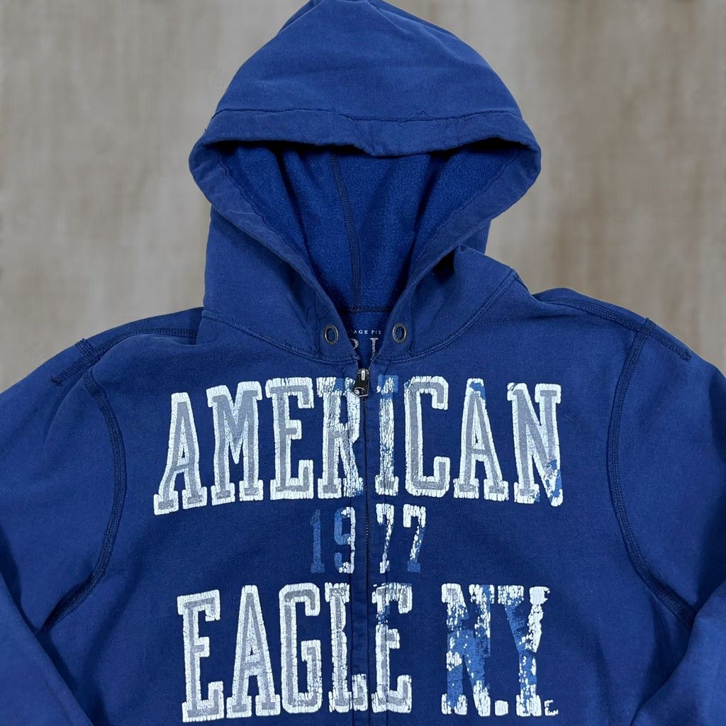 American Eagle Outfitters VINTAGE American Eagle Outfitters Hoodie Men L Blue Full Zip Logo Graphic Print Hooded 2000s Size US L / EU 52-54 / 3 - 1 Thumbnail