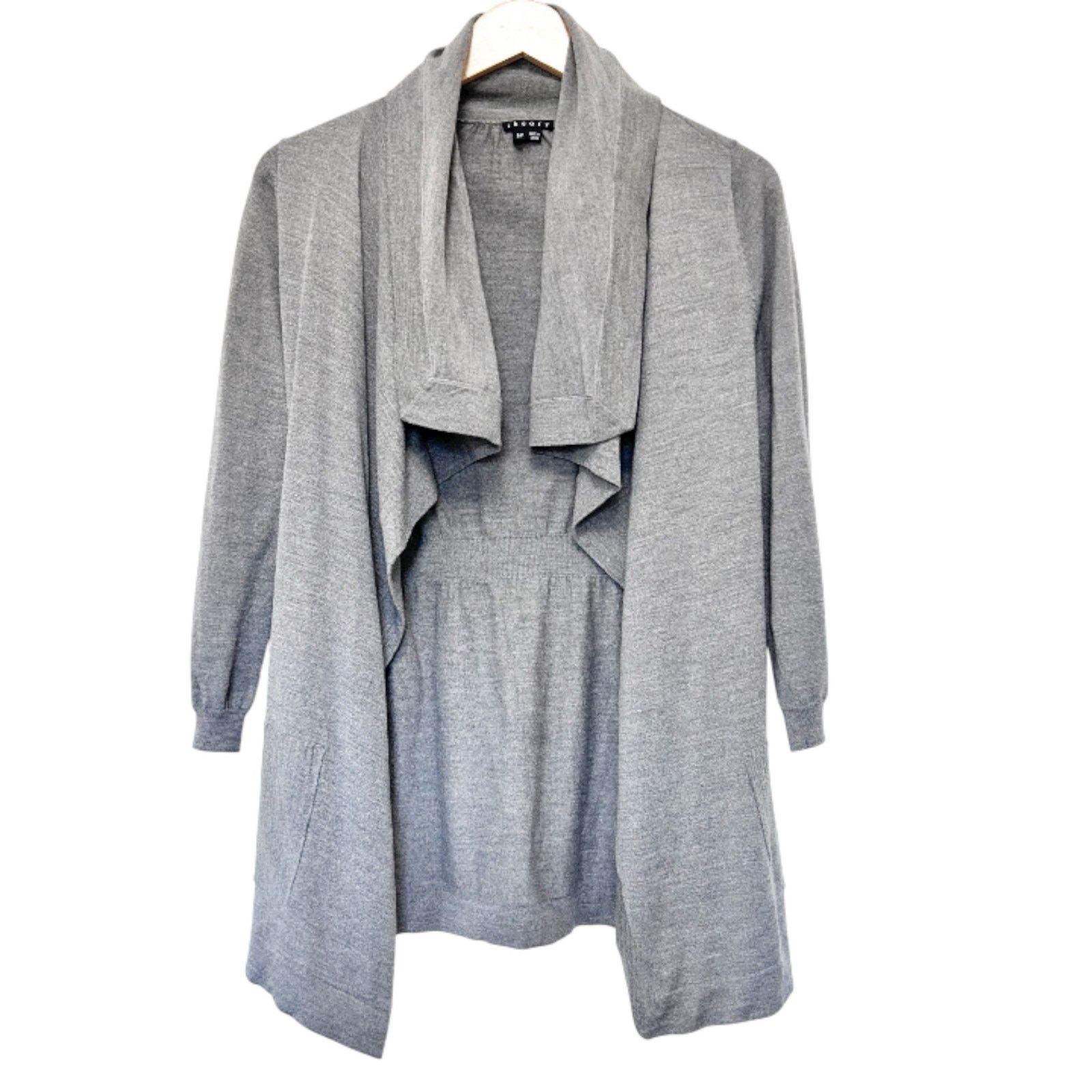 Theory Theory Gray Maritza B Steady Wool Open Front Cardigan Sz S Size S / US 4 / IT 40 - 1 Thumbnail