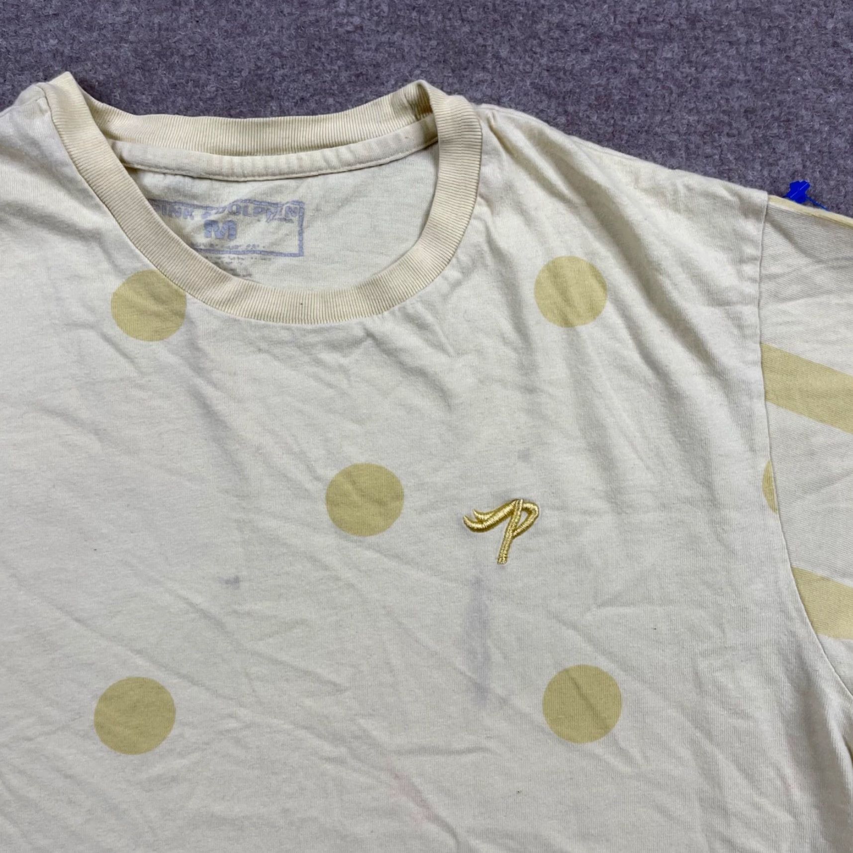 Pinko Pink Dolphin Shirt | T-Shirt | Men | M | Yellow Polka Dot AOP Short Sleeve Tee | Designer Colorful Streetwear Size US M / EU 48-50 / 2 - 4 Thumbnail