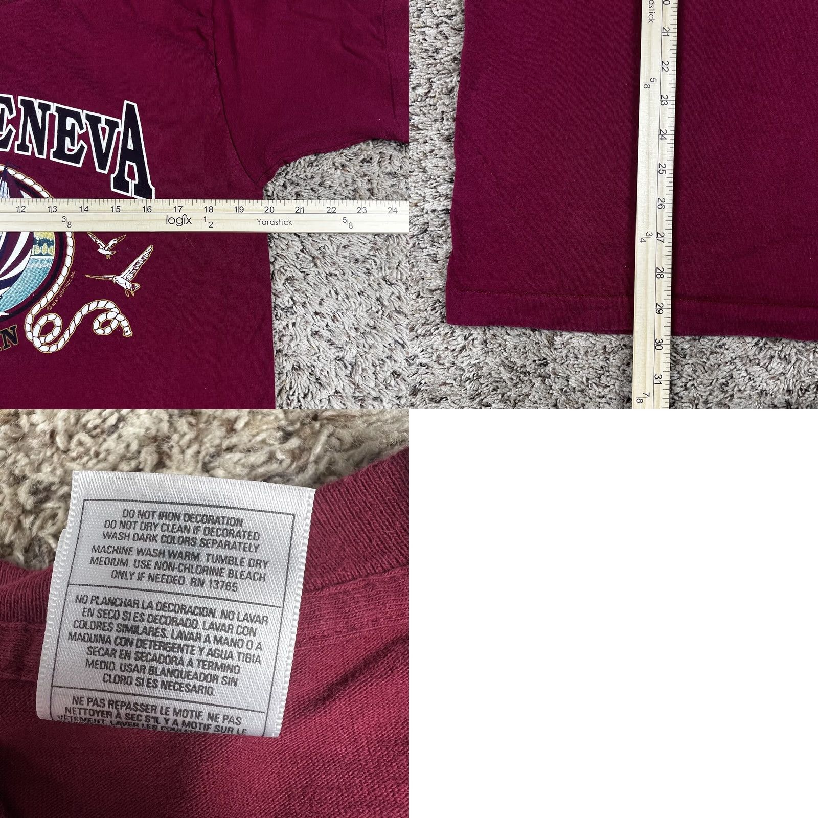 Fruit Of The Loom VINTAGE Lake Geneva Wisconsin Graphic Single Stitch T-Shirt Large Made USA Nike Shirt? Size US L / EU 52-54 / 3 - 8 Thumbnail