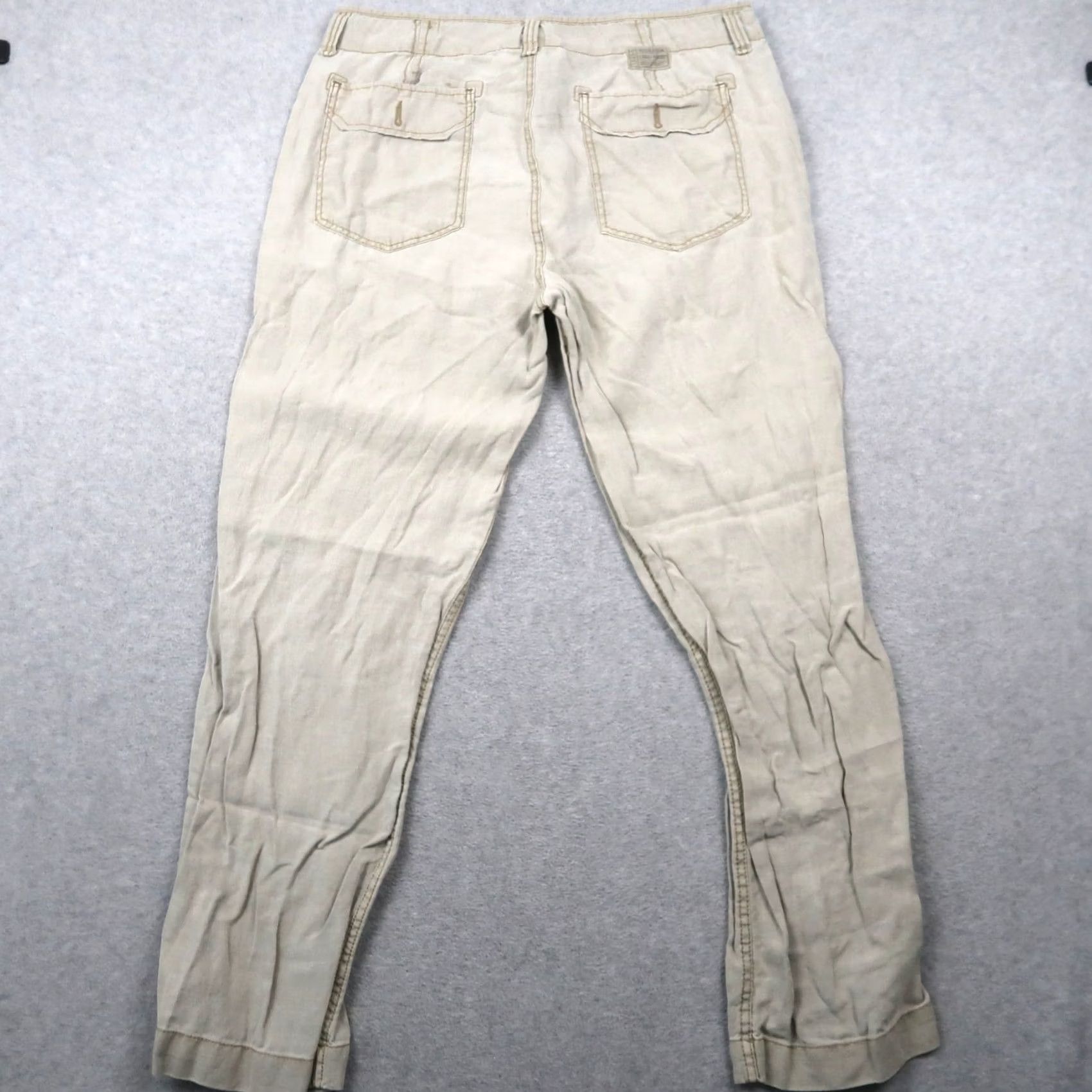 Lucky Brand Lucky Brand Pants Mens 34x30.5 Beige Linen Chino Straight Leg Drawstring Casual Size US 34 / EU 50 - 2 Thumbnail