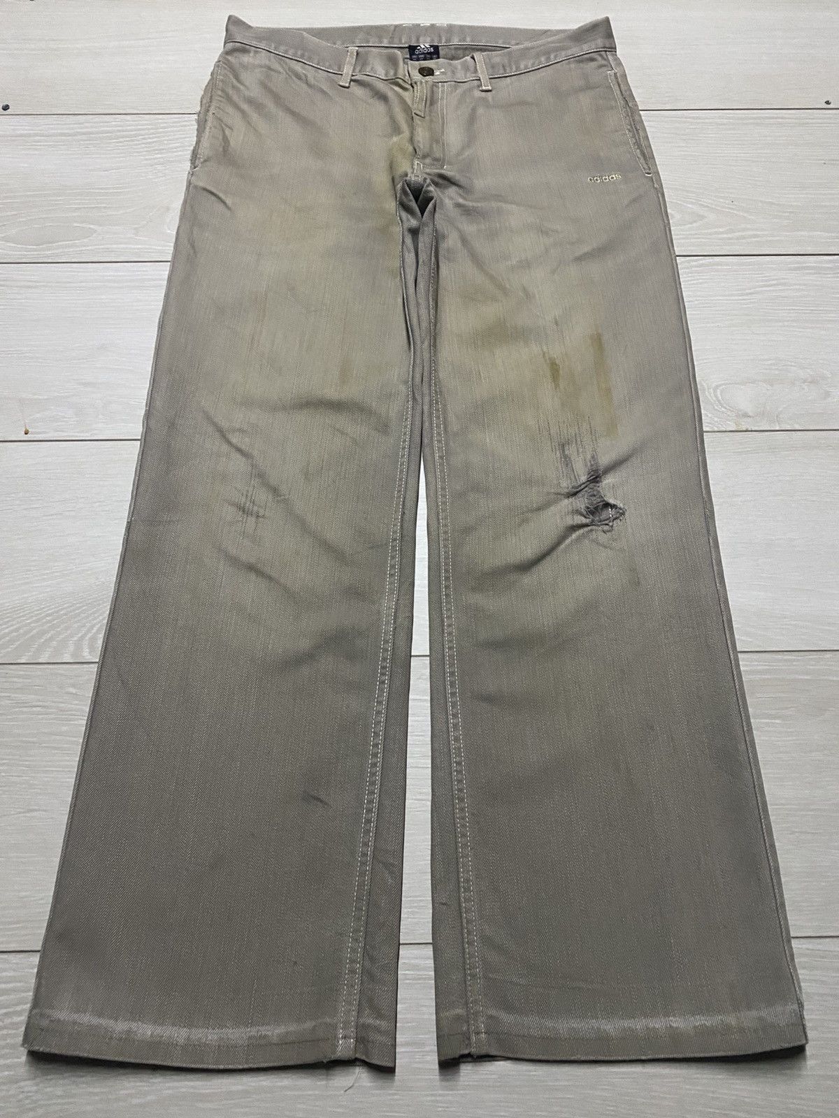 Adidas Adidas beidge Grunge Distressed Baggy Jeans Size US 33 - 1 Thumbnail