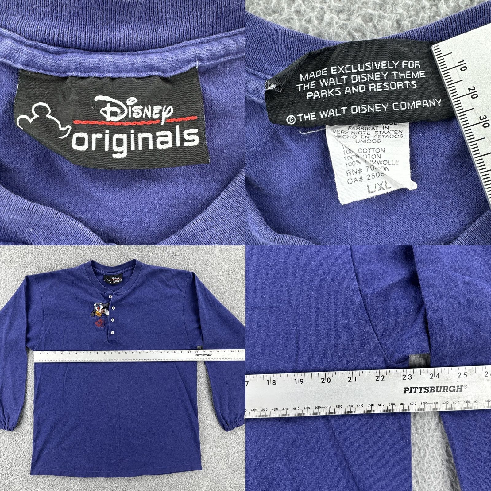 Vintage VINTAGE Disney Originals Long Sleeve Henley Shirt Mens Large Purple Rafiki USA 90s Size US L / EU 52-54 / 3 - 8 Thumbnail