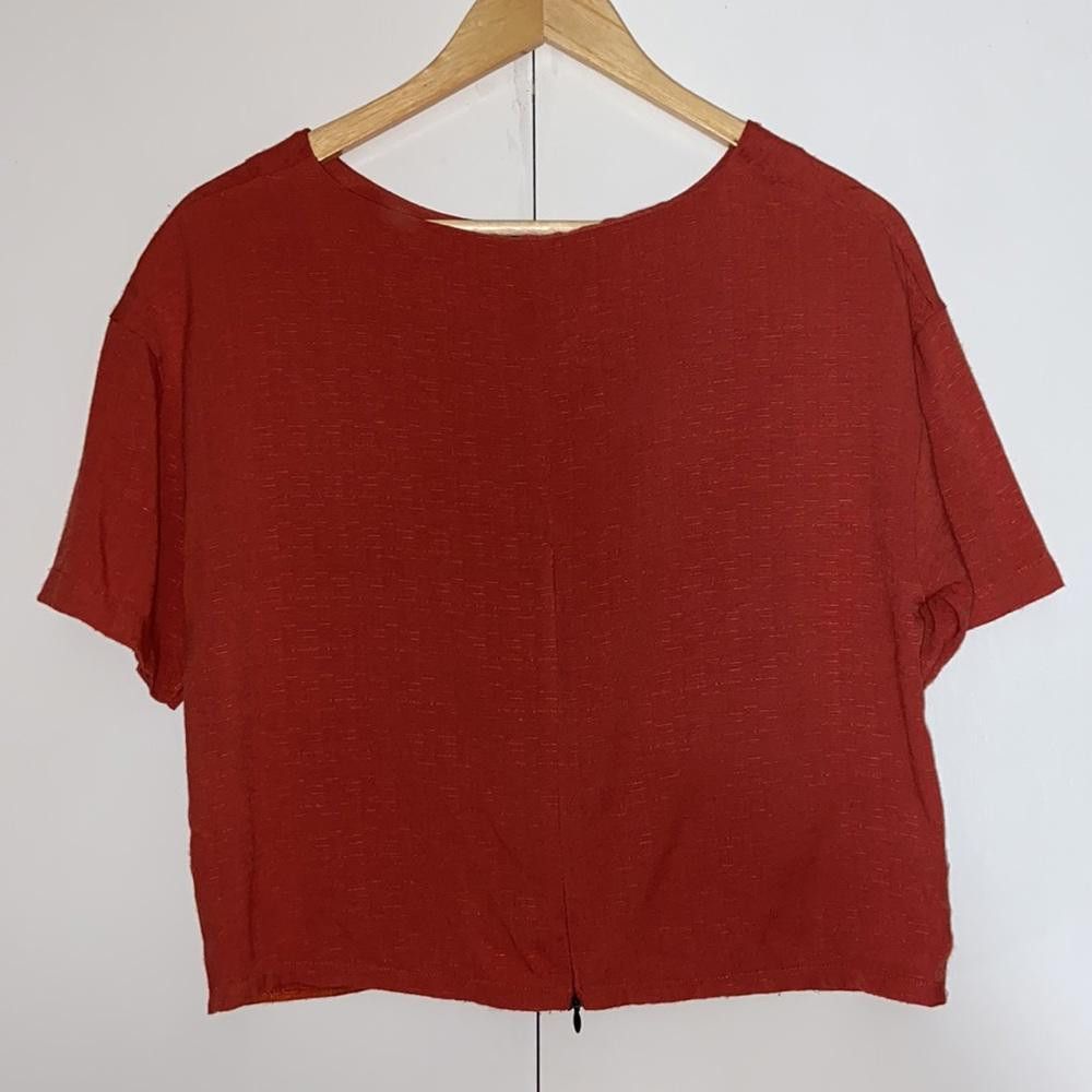 Designer Rust Twist Front Blouse Size Medium Size M / US 6-8 / IT 42-44 - 2 Thumbnail
