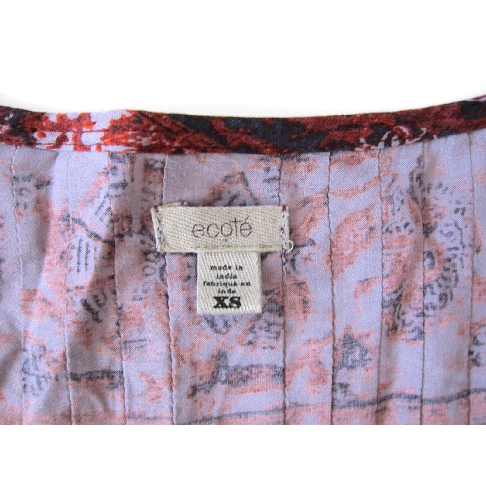 Vintage VINTAGE Ecote' 100% Rayon Purple Red Floral Paisley Short Sleeve Tunic Smock Dress XS Size 26" / US 2 / IT 38 - 4 Thumbnail
