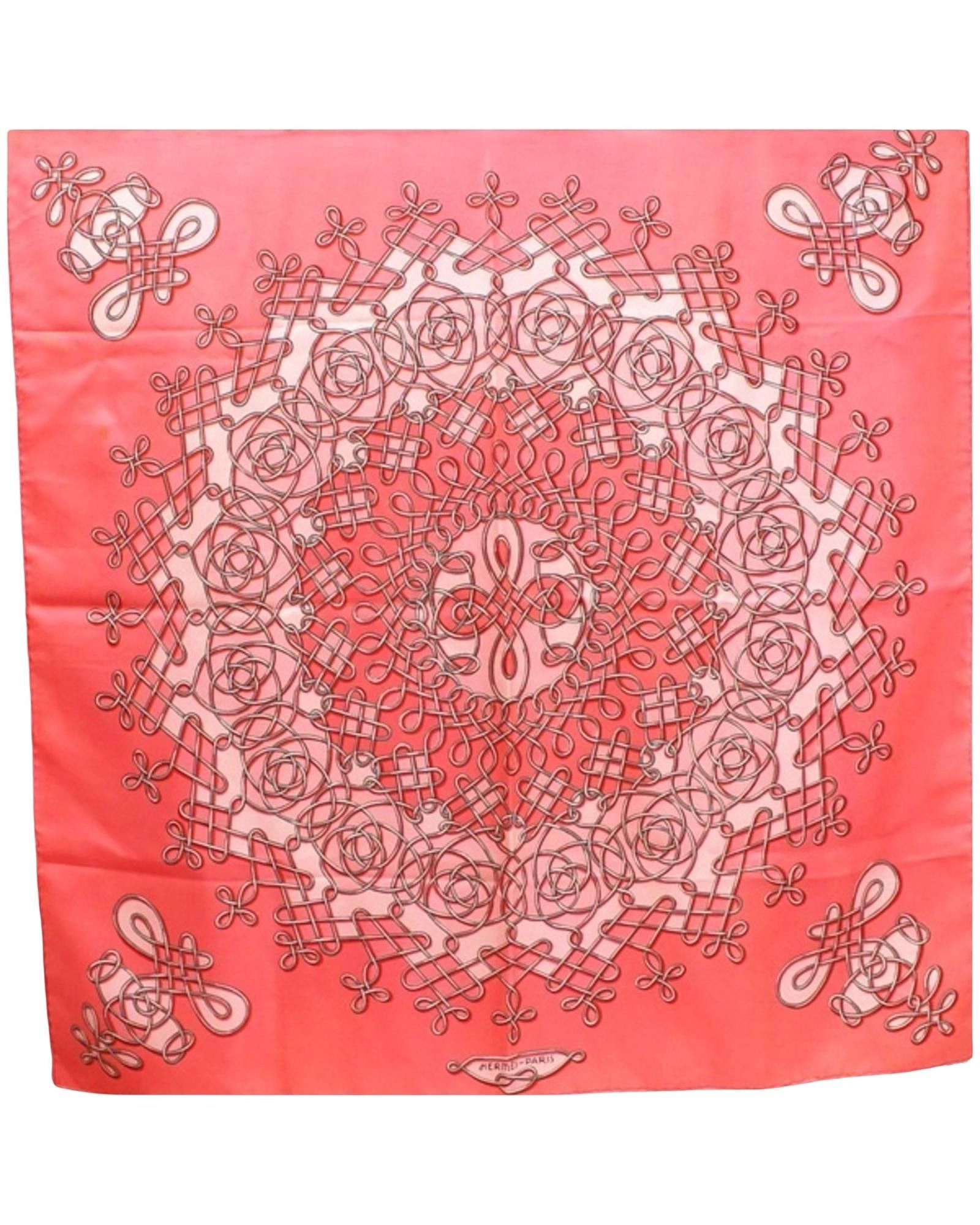 image of Iconic Hermes Carre 90 Silk Scarf in Pink, Women's