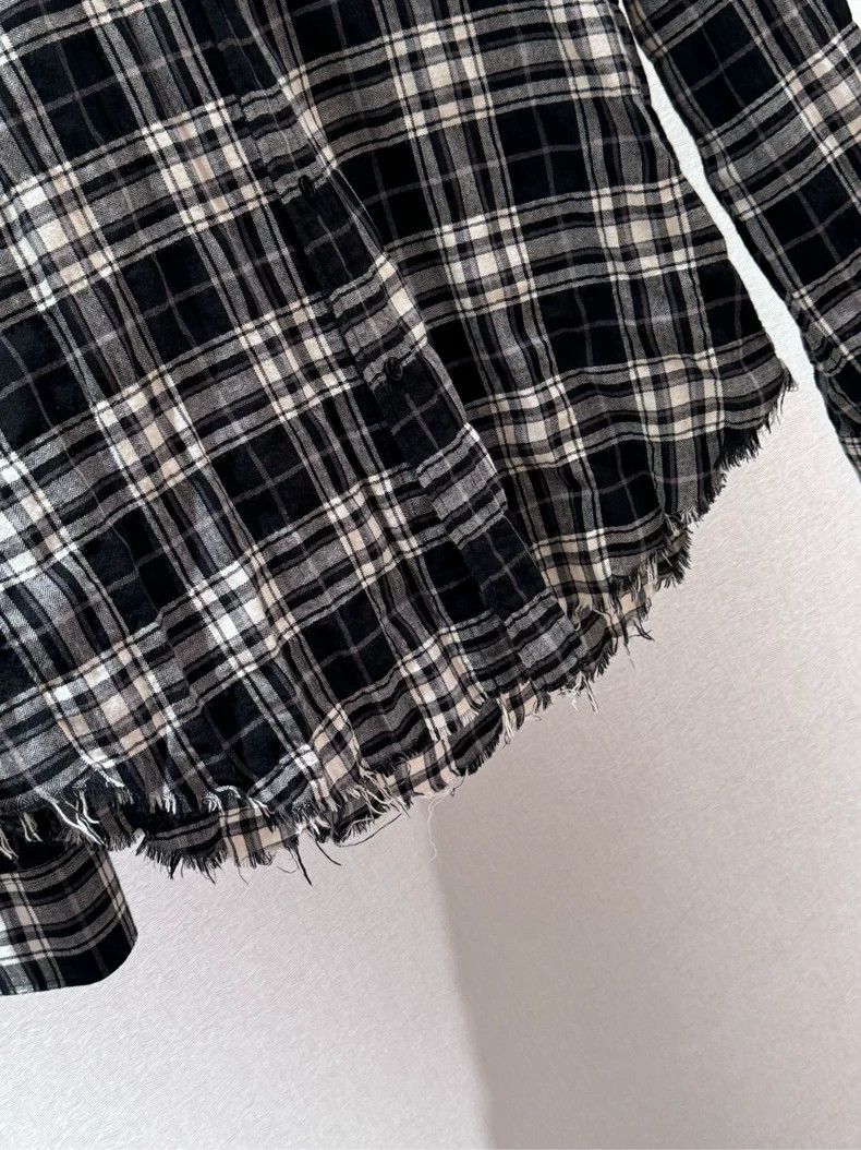 Saint Laurent Paris Saint Laurent Paris Black and white pleated plaid shirt 250 Size US XXS / EU 40 - 3 Thumbnail