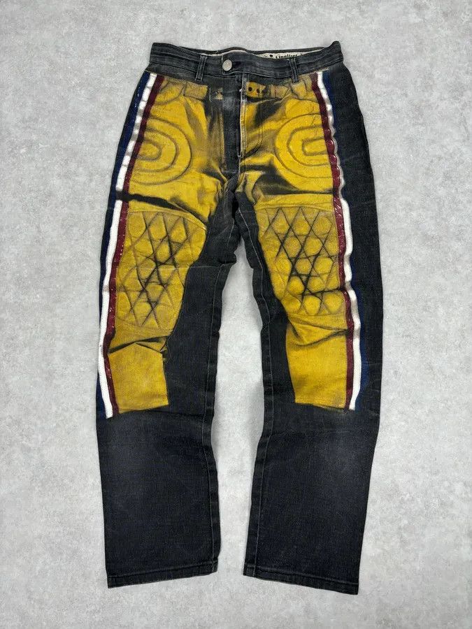 Jean Paul Gaultier 2000s Jean Paul Gaultier Black Yellow Trompe LOeil Jeans Size US 30 / EU 46 - 4 Thumbnail