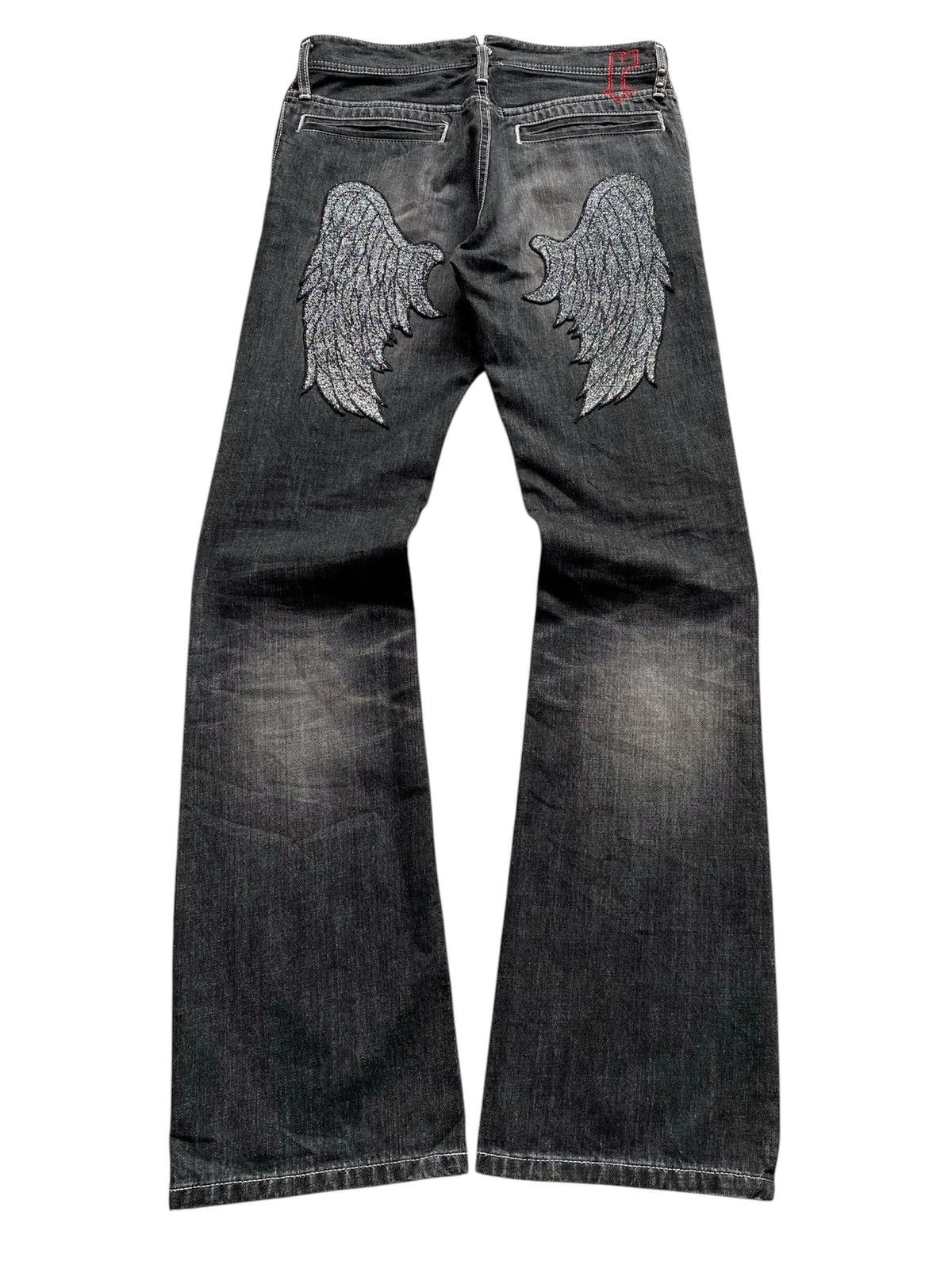 If Six Was Nine 💥Sick💥 Roen Wing Denim Flare Jeans Size US 31 - 1 Thumbnail