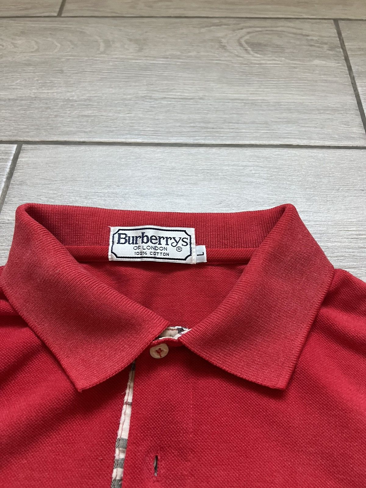 Burberry Burberry Vintage Polo T-shirt Mini Logo Red L Size Size US L / EU 52-54 / 3 - 3 Thumbnail