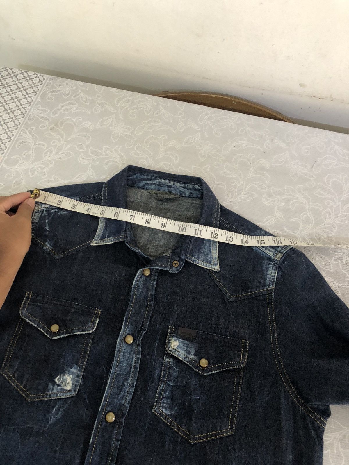 Diesel Rare🔥 Diesel Industries Distressed Punk Western Denim Shirt Size US XL / EU 56 / 4 - 22 Thumbnail