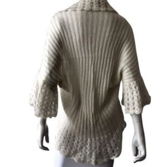 Other Cache Ivory Mohair Blend Open Front Shawl With Bell Sleeves Size S / US 4 / IT 40 - 3 Thumbnail