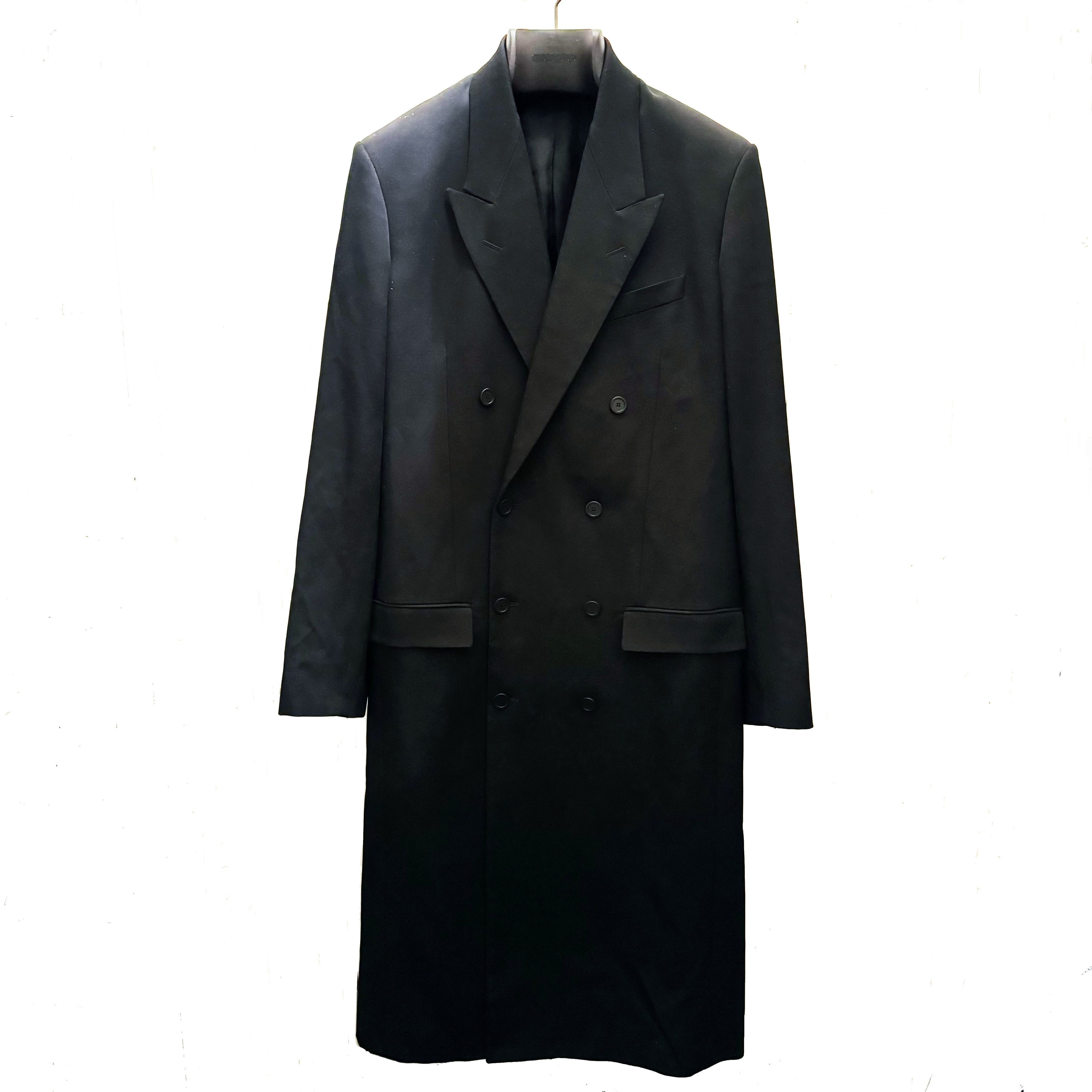 image of Balenciaga Men's/ Unisex Black Double Breasted Long Coat (Size Small)