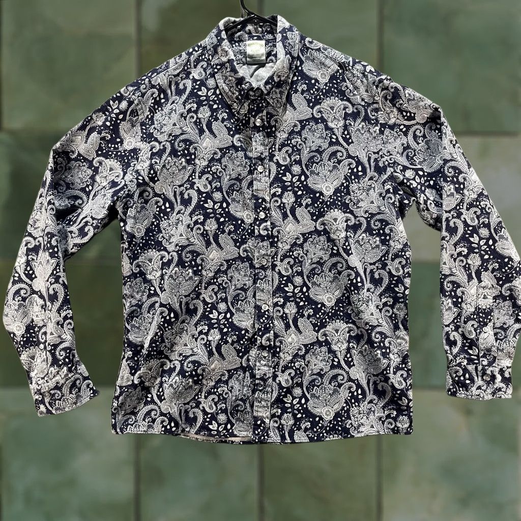Brooks Brothers Brooks Brothers Shirt Mens Large Blue White Paisley Milano Button Down Long Sleeve Dress Size 42R - 1 Thumbnail