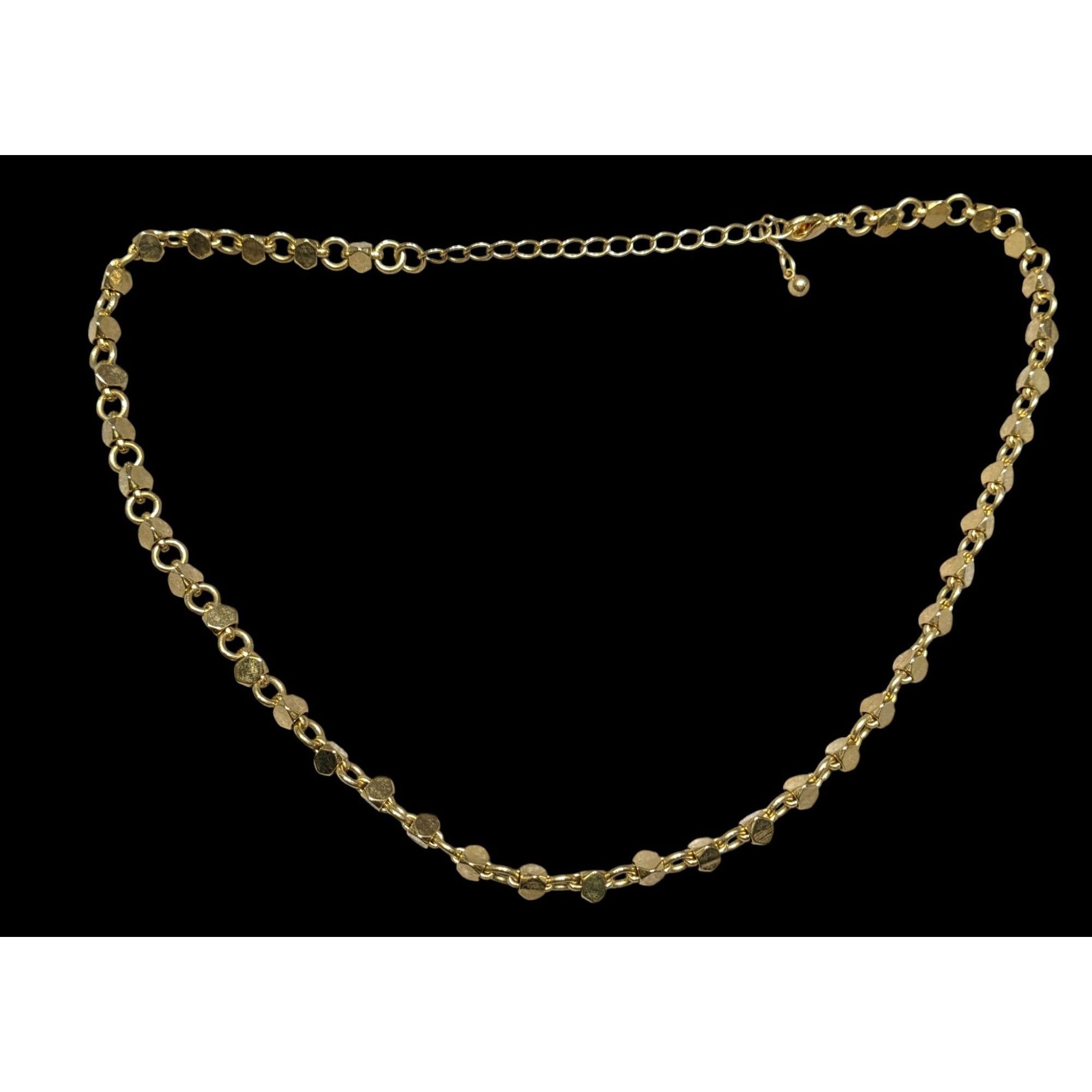 Other Vintage Geometric Hexagonal Beaded Gold Tone Chain Necklace Size ONE SIZE - 1 Thumbnail