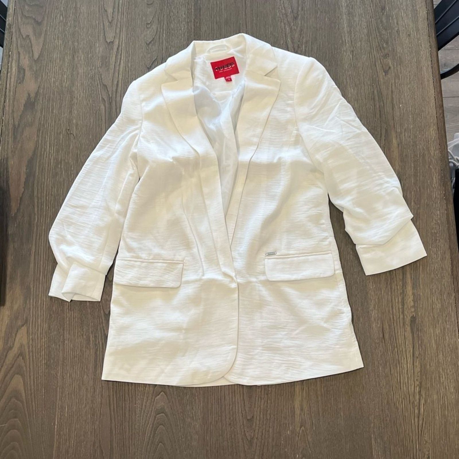 Guess Guess Womens White Long Line Blazer Jacket Size S Size S / US 4 / IT 40 - 1 Thumbnail