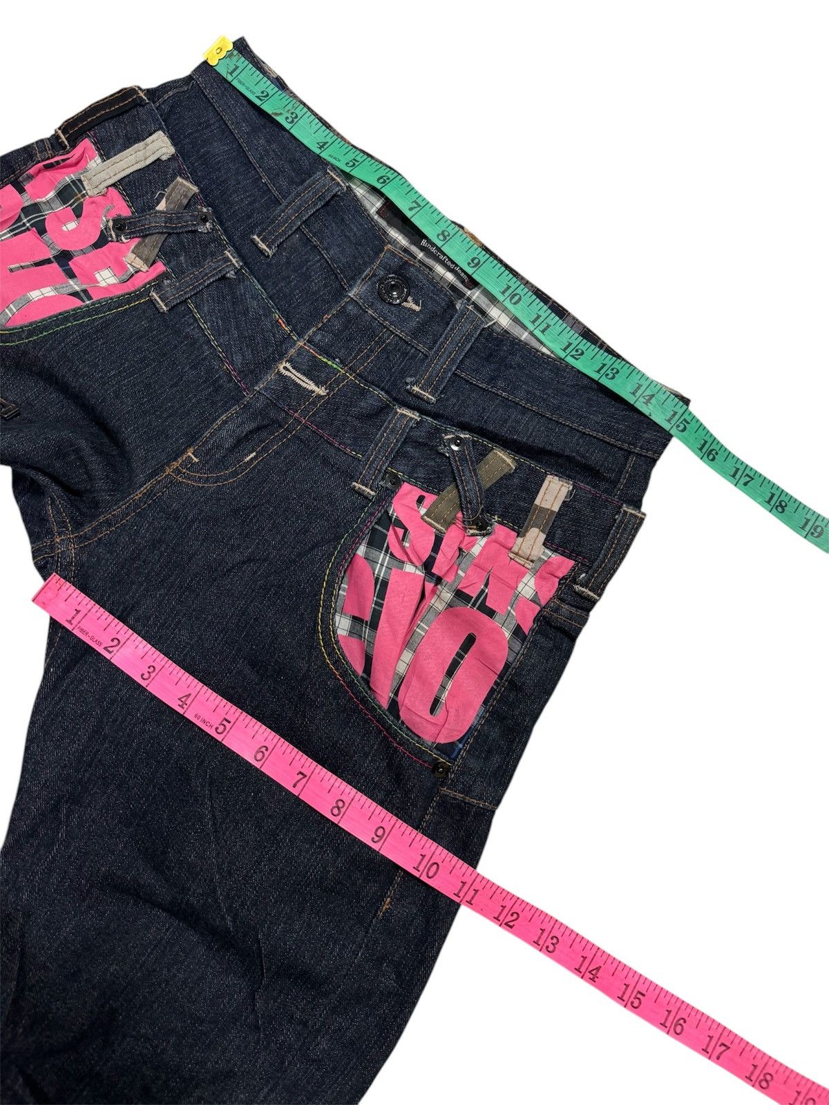 Japanese Brand VINTAGE DOMINATE DOUBLE WAIST CURVED PUNK STYLE DENIM Size US 30 / EU 46 - 19 Thumbnail