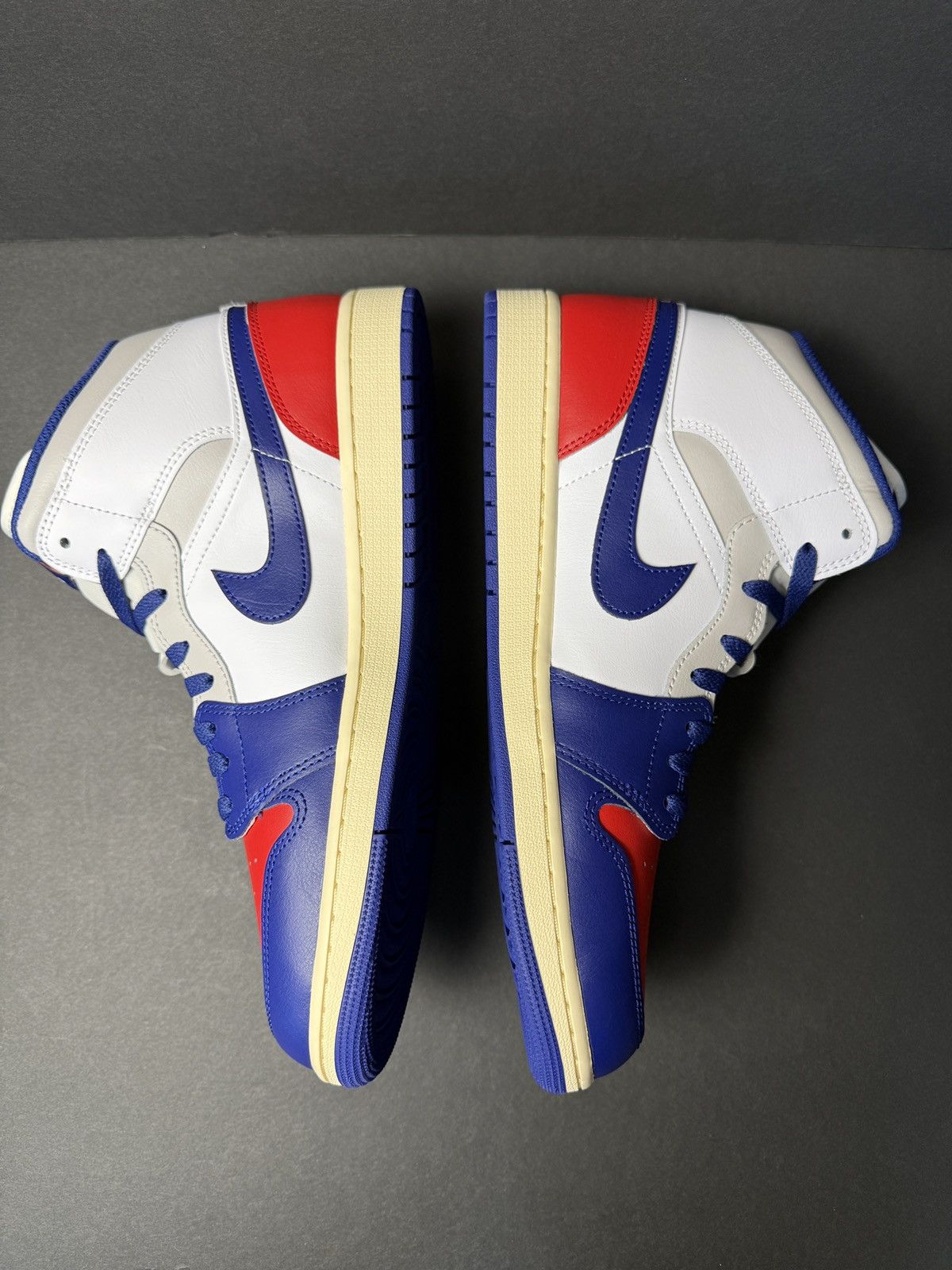 Jordan Brand Air Jordan 1 Mid WHITE/DEEP ROYAL BLUE Size US 12.5 / EU 45-46 - 5 Thumbnail