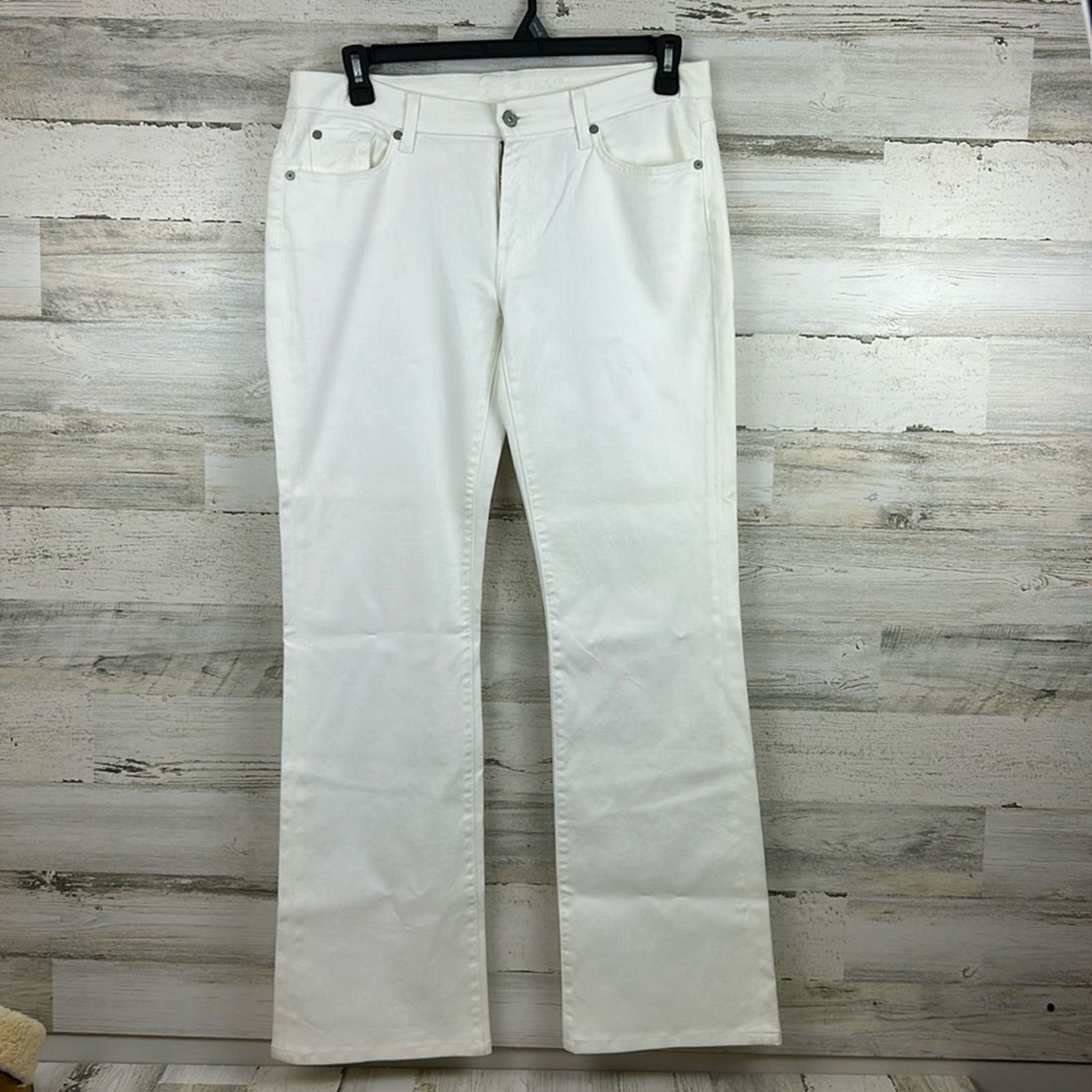 7 For All Mankind Seven For All Mankind Womens 32 white cotton wide leg jeans Size 32" / US 10 / IT 46 - 1 Thumbnail
