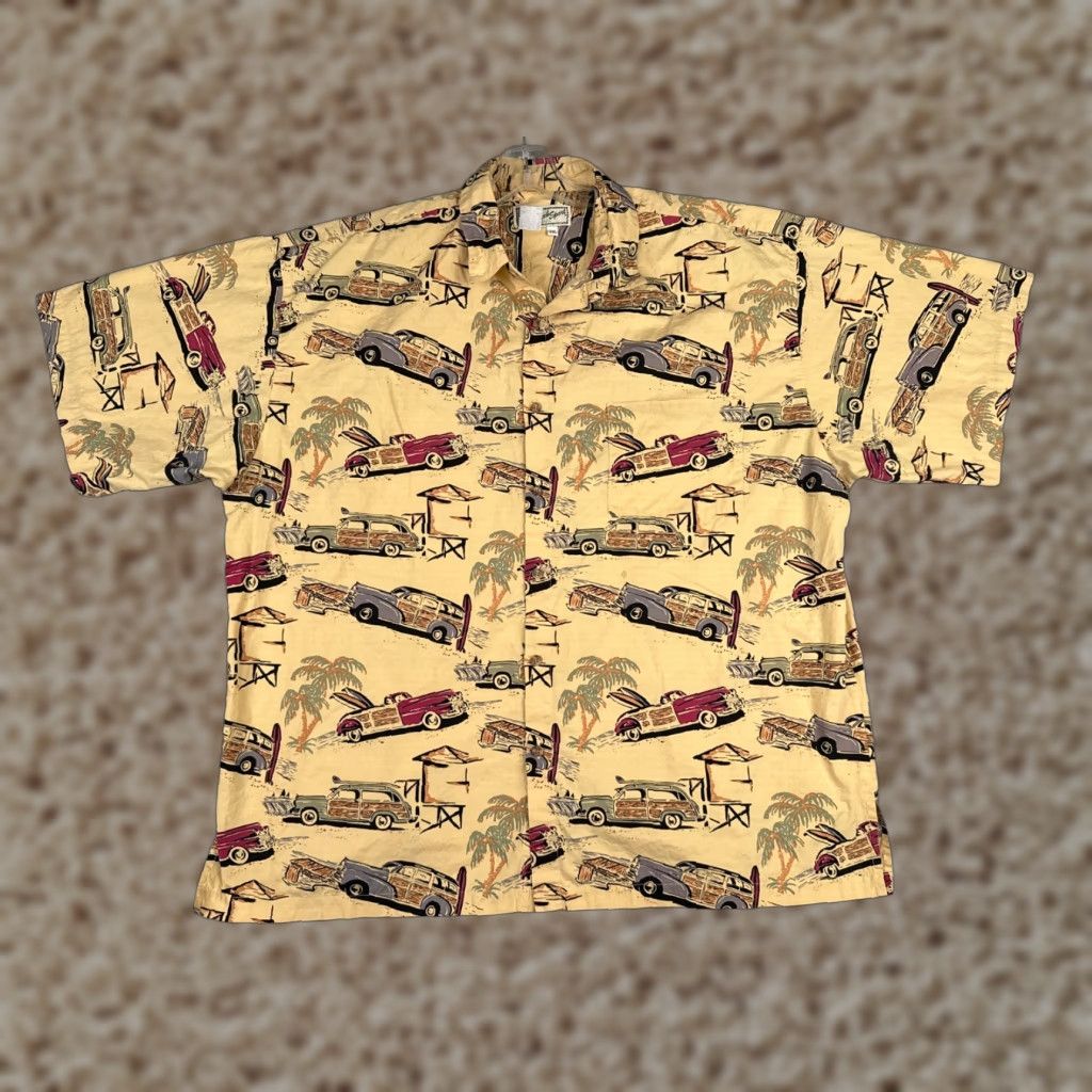 Vintage VINTAGE Beck Sport Shirt Men’s Hawaiian Yellow 2XL Cotton Cars Floral Short Sleeve Button-Up Size US XXL / EU 58 / 5 - 1 Thumbnail