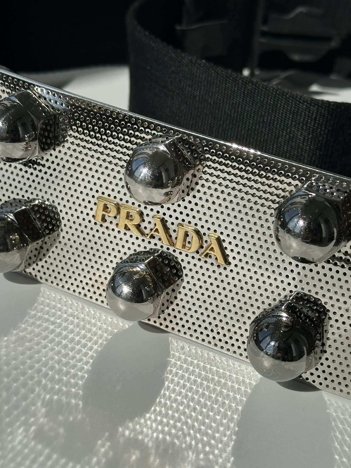 Prada PRADA FW 2007 Massive Studded Screws Logo Metal Belt runway Size ONE SIZE - 11 Thumbnail