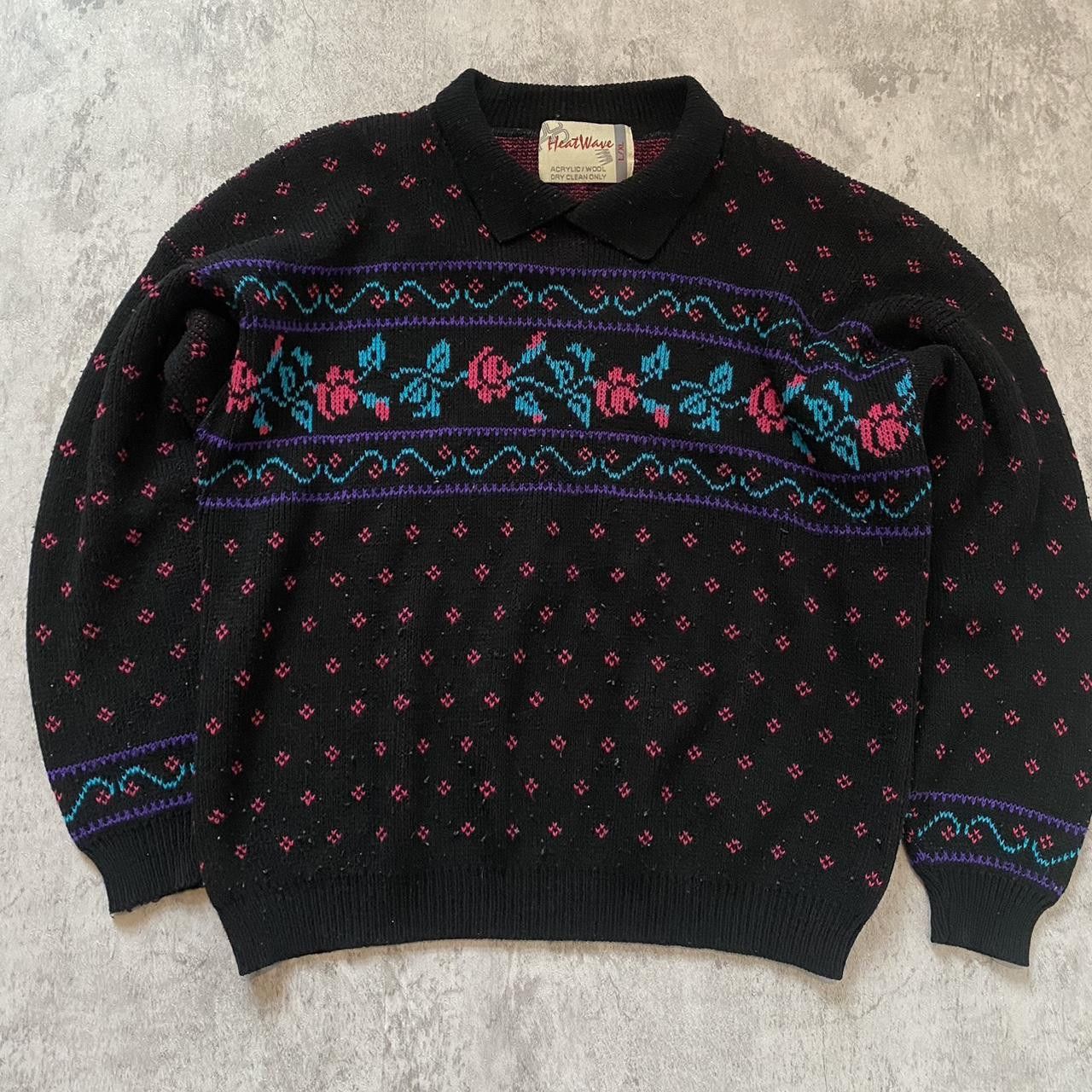 Other 80s vintage Roses black and pink floral sweater Size US S / EU 44-46 / 1 - 1 Thumbnail