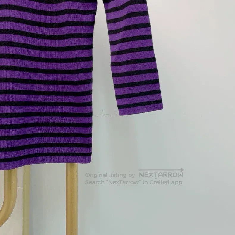Dior Dior Purple striped slim round neck knitted long sleeves Size XS / US 0-2 / IT 36-38 - 4 Thumbnail