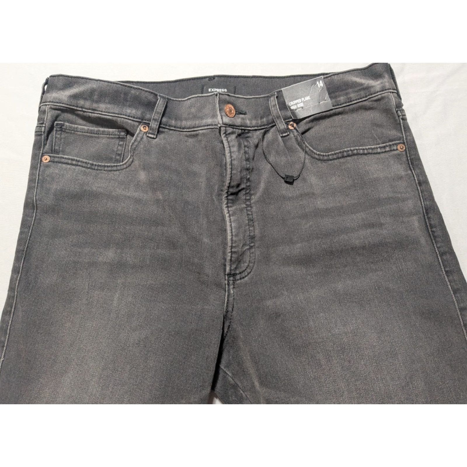 Express EXPRESS Cropped Flare High Rise - Women 14 Denim Jeans NEW Black 5-Pocket Dark Wash High Rise Womens Jeans Size 36" / US 14 / IT 50 - 3 Thumbnail