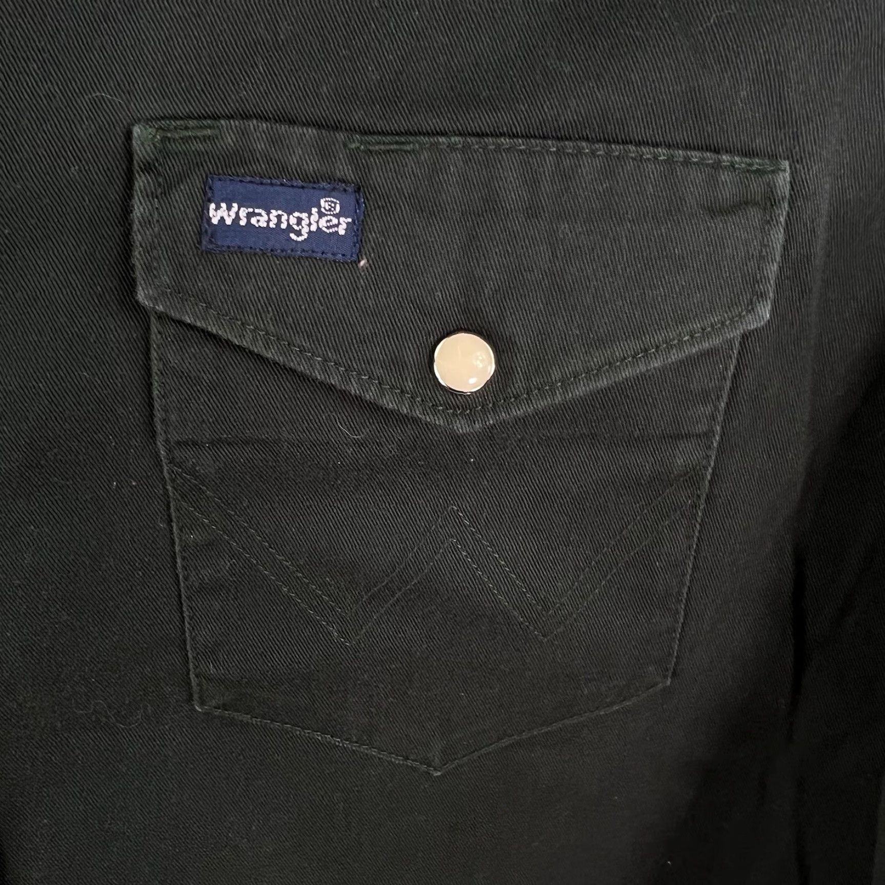 Wrangler Wrangler Shirt Mens 2XL Green Heavyweight Snap Button-Up Long Sleeve Modern Wrangler Wrancher Silver Accent Embroidered Button-Down Casual Workwear Size US XXL / EU 58 / 5 - 2 Thumbnail